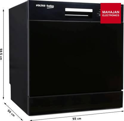 Voltas Beko DT8B 8 Place Table Top Dishwasher (Black, 6 Wash Programs, Low Noise, Compact Design) Voltas Beko