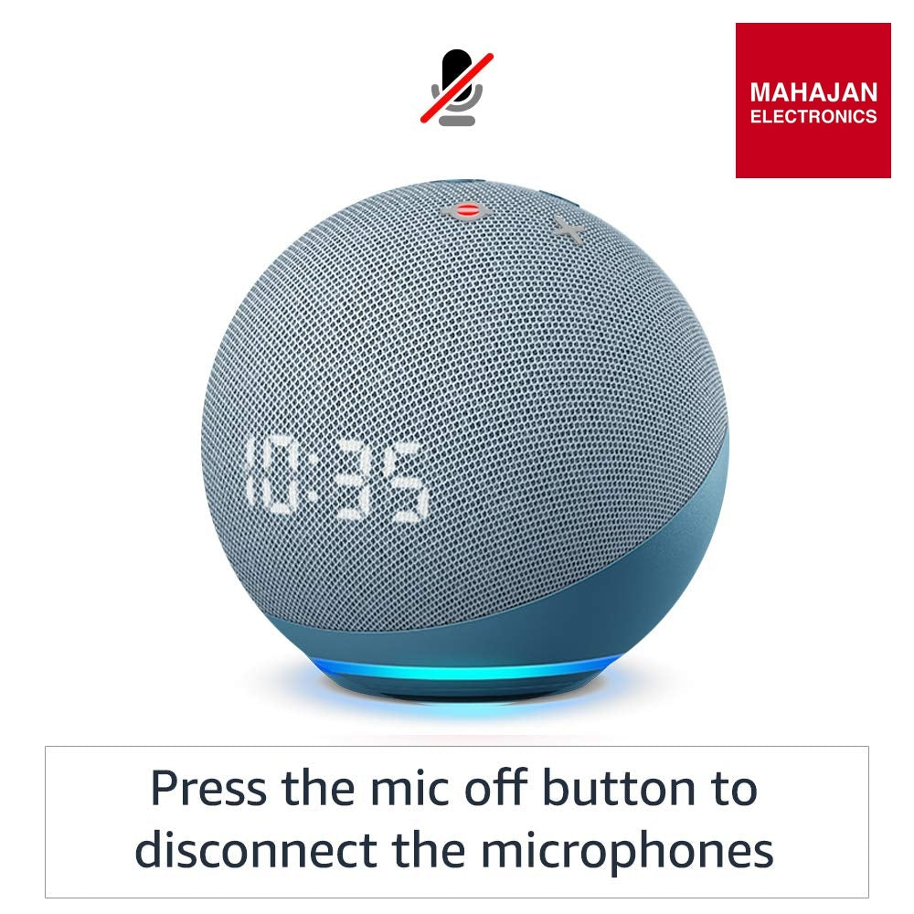 Amazon Echo Dot 4th Gen with clock | Smart speaker with powerful bass, LED display and Alexa (Blue) Amazon