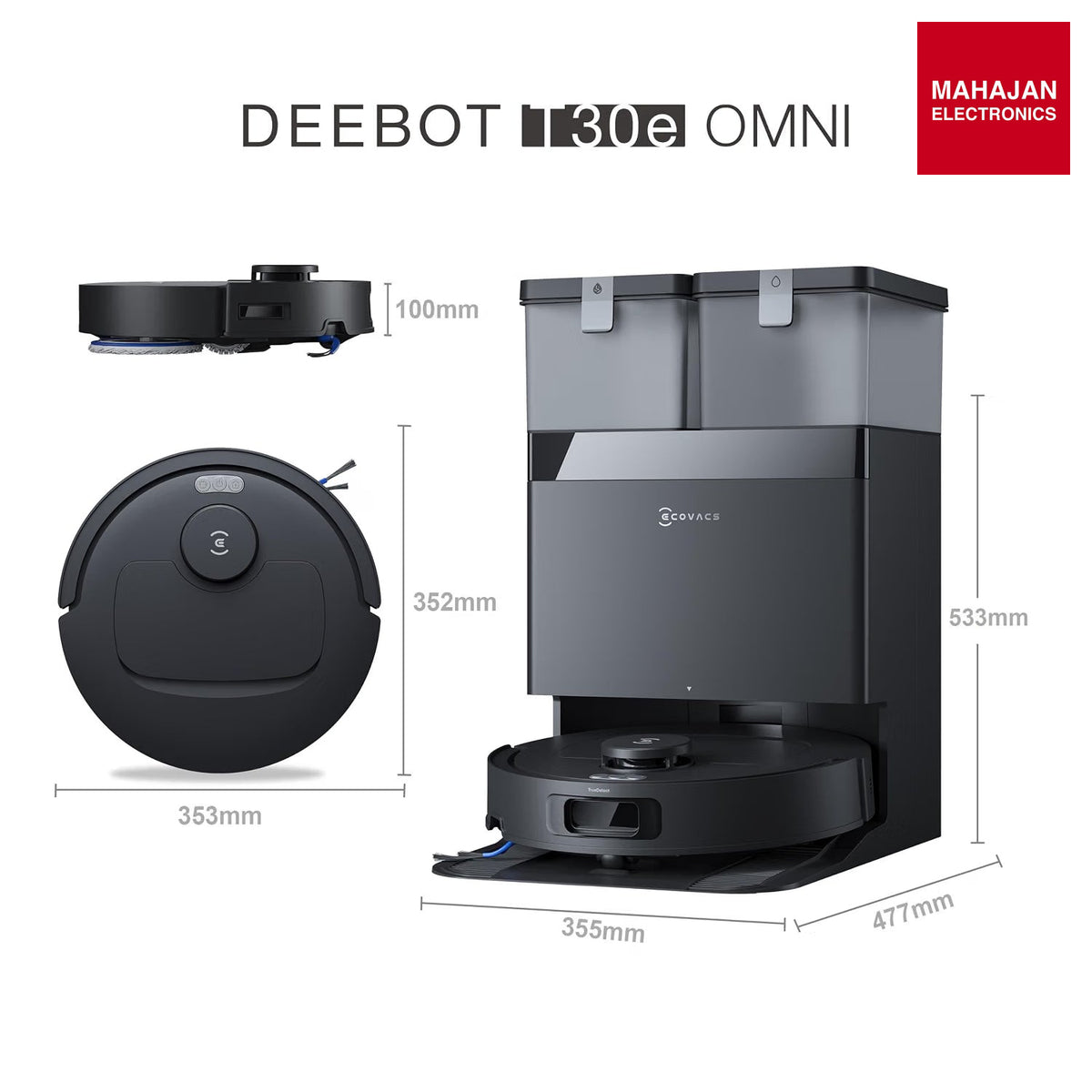 ECOVACS DEEBOT T30e OMNI 2-in-1 Robot Vacuum Cleaner & Mop β Mahajan Electronics Online.