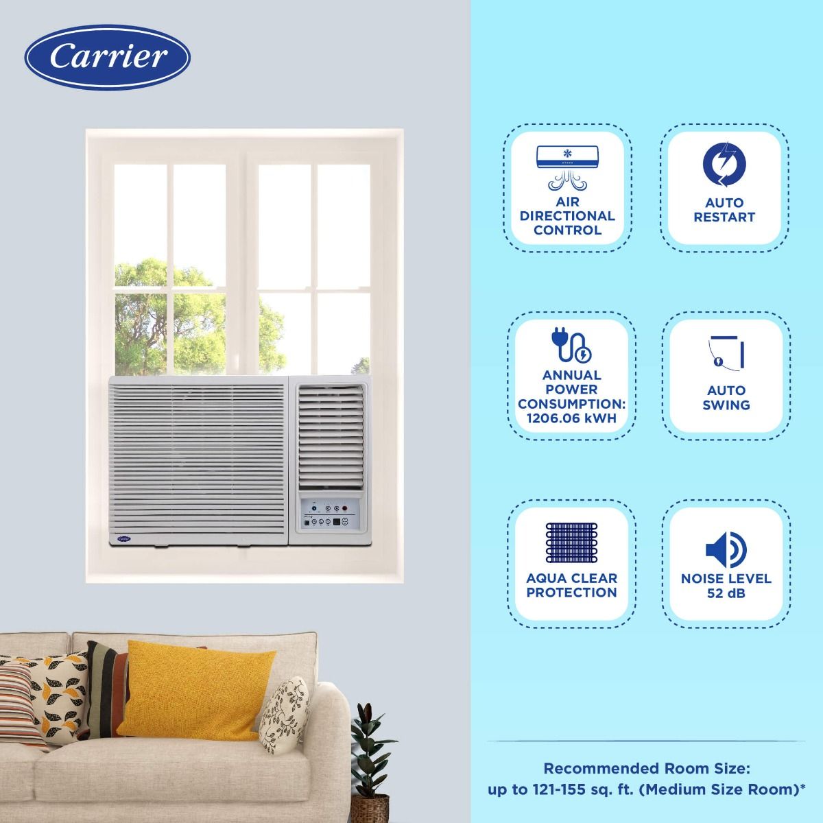 Carrier 18k ESTRELLA EXI 1.5 Ton 3 Star inverter Window AC Copper, White CIW18EC3R345F0 2025 Mahajan Electronics Online