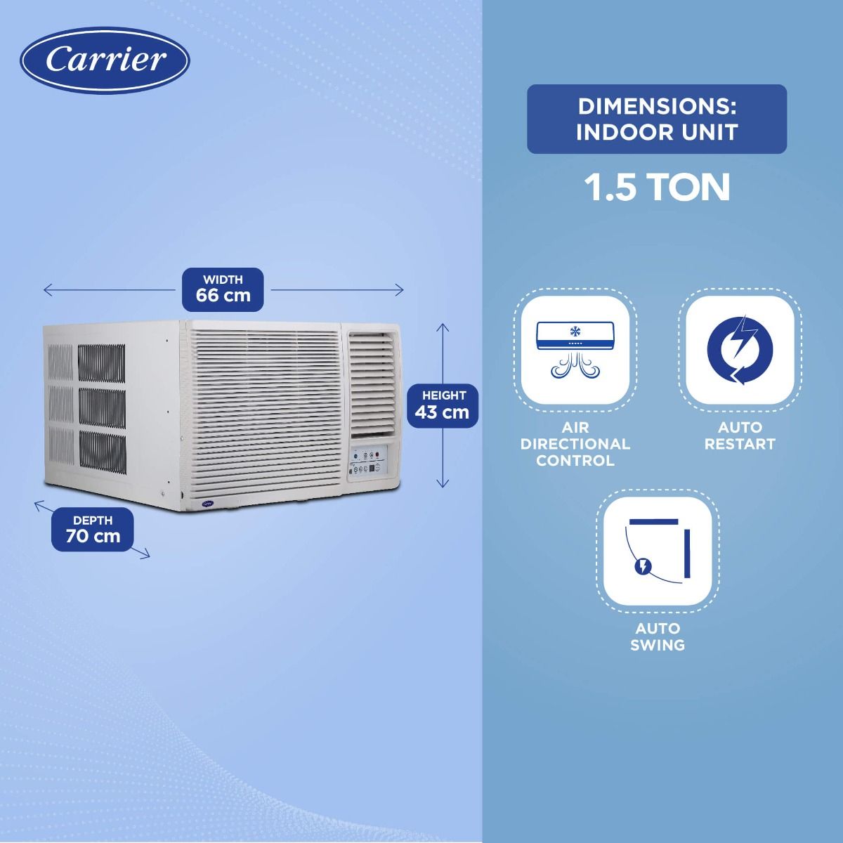 Carrier 18k ESTRELLA EXI 1.5 Ton 3 Star inverter Window AC Copper, White CIW18EC3R345F0 2025 Mahajan Electronics Online