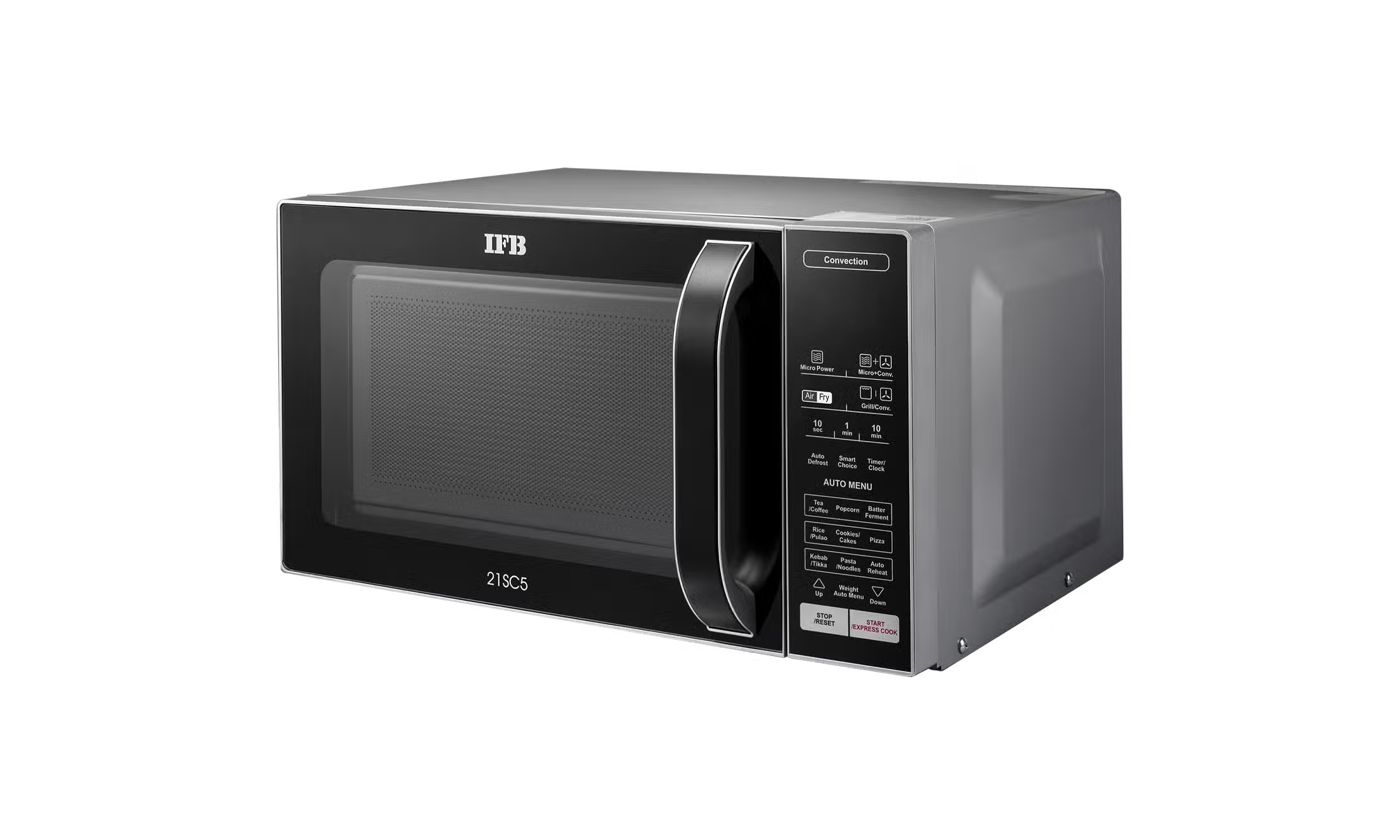 IFB 21SC5 21 L Convection Microwave Oven With Airfryer (Metallic Silver) | 71 Auto Cook Menus | Steam Clean | Oil-Free Cooking | Grill, Bake, Reheat & Ferment | 3-Year Magnetron Warranty-Online Mahajan Electronics