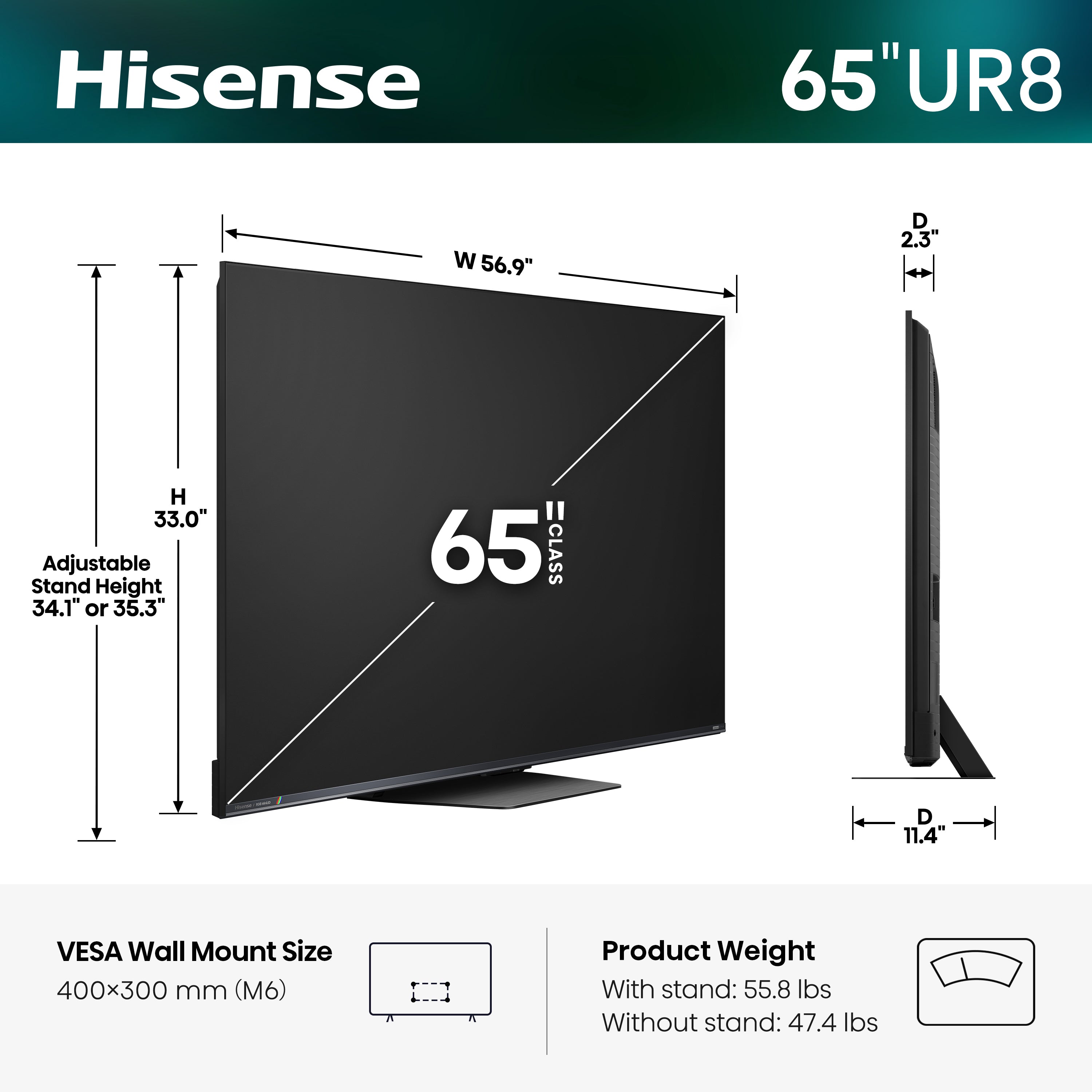 Hisense 65UR8S 65 Inch UR8 Series RGB Mini LED 4K Google TV (2026 Model)-Online Mahajan Electronics