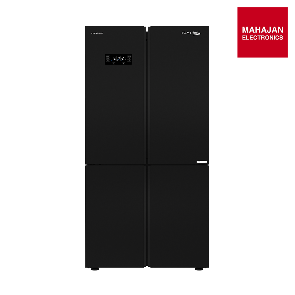 Voltas Beko RSB64GF 626 L 4 Door Side-by-Side Refrigerator | Black Glass Finish | Convertible Zones | NeoFrost Dual Cooling | ProSmart Inverter Compressor Voltas Beko