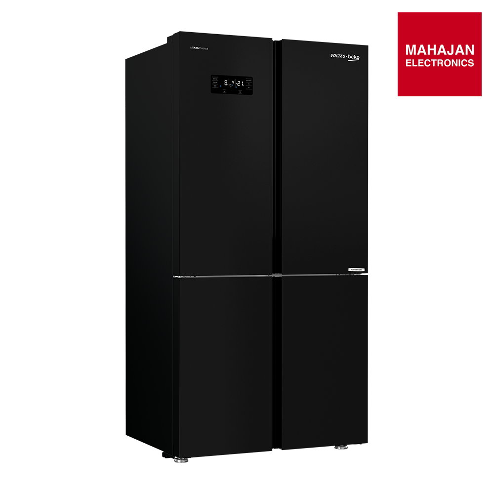 Voltas Beko RSB64GF 626 L 4 Door Side-by-Side Refrigerator | Black Glass Finish | Convertible Zones | NeoFrost Dual Cooling | ProSmart Inverter Compressor Voltas Beko
