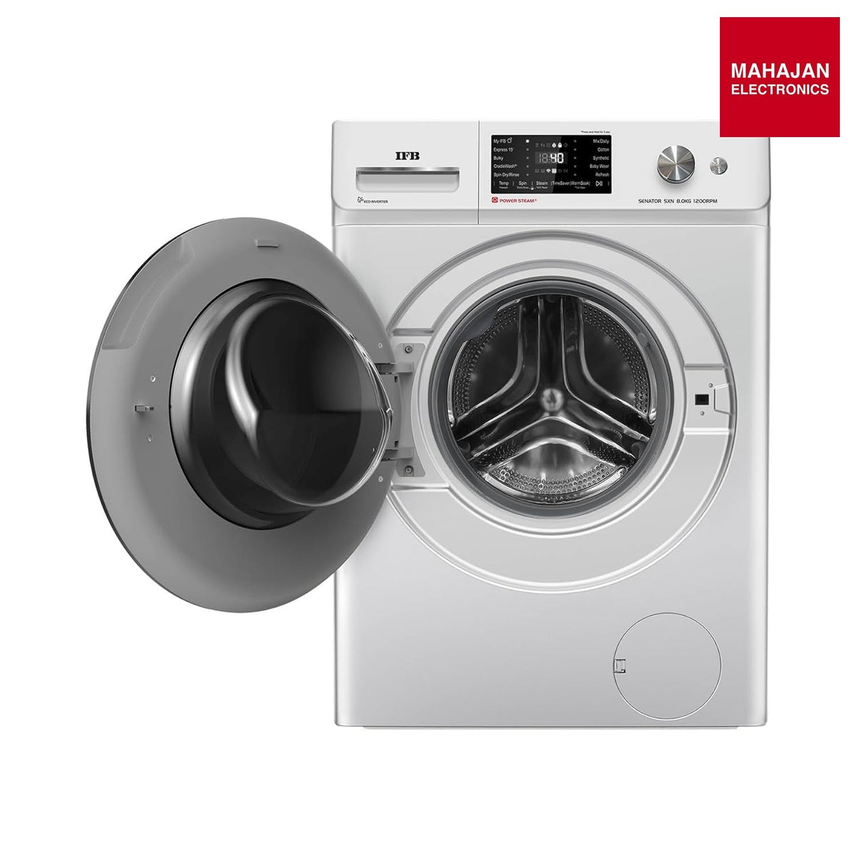 IFB Senator SXN 8012K CMS 8 Kg Fully Automatic Front Load Washing Machine with DeepClean & Eco Inverter Motor (Silver) – Mahajan Electronics Online.