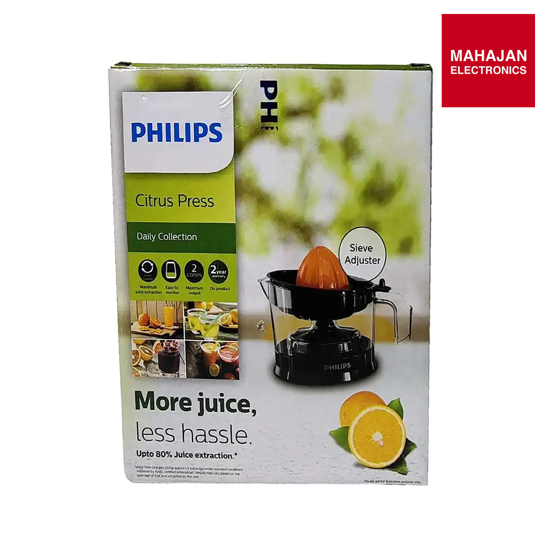 Philips HR2788/00 Citrus Press Juicer | Two-Way Rotation | Adjustable Pulp Control | Black & Transparent | Mahajan Electronics Delhi NCR Philips