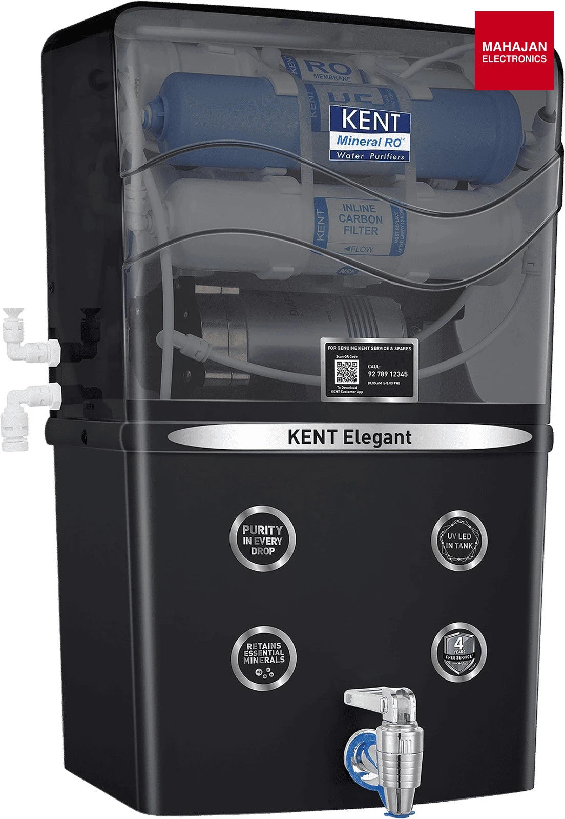 KENT ELEGANT MINERAL RO 8L, RO UV UF TDS Water Puarifier | Black-Online Mahajan Electronics