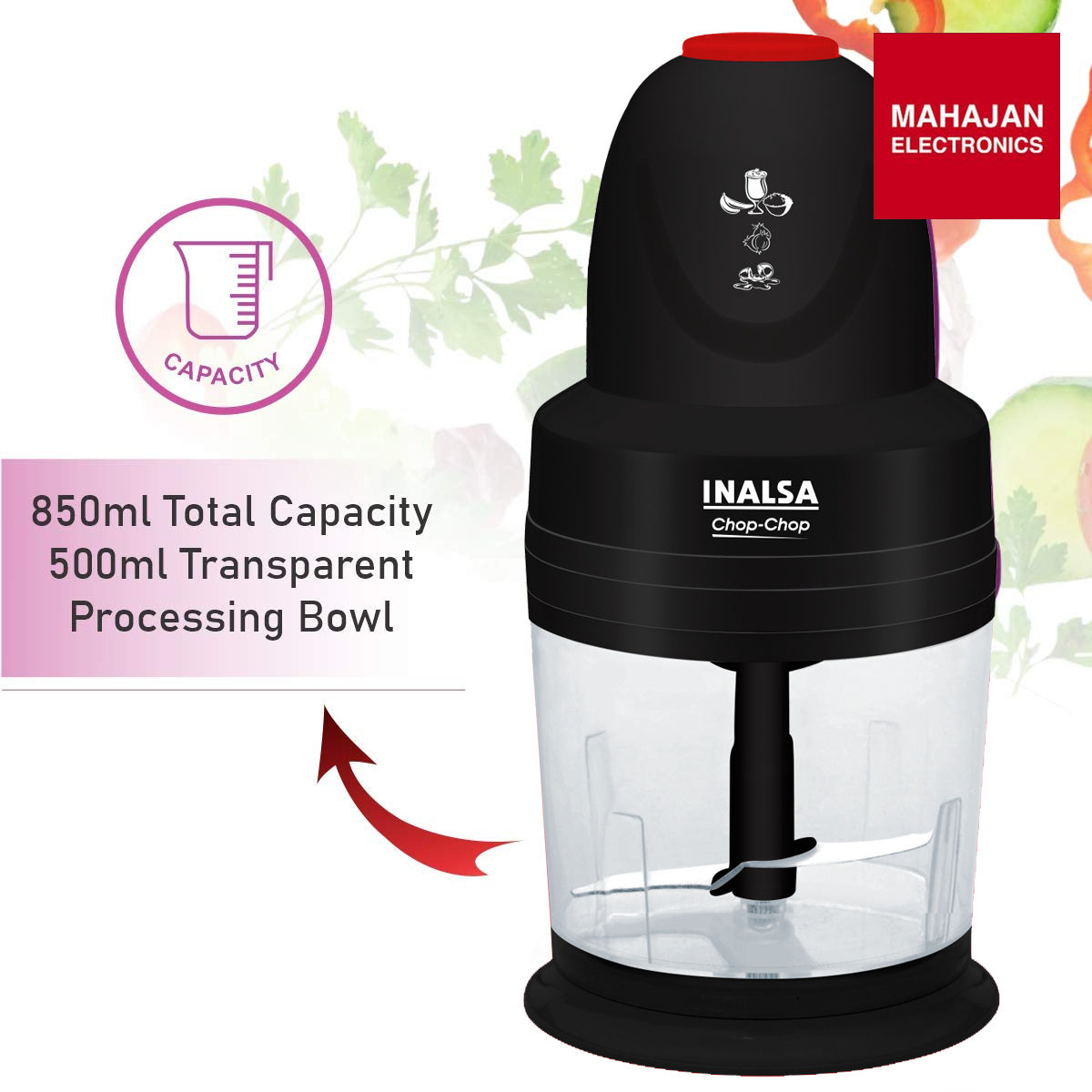INALSA Chop Chop Mini Chopper for Kitchen |1.0 LCapacity|Unbreakable Bowl|250W Motor|2 Yr Warranty INALSA – Mahajan Electronics Online.