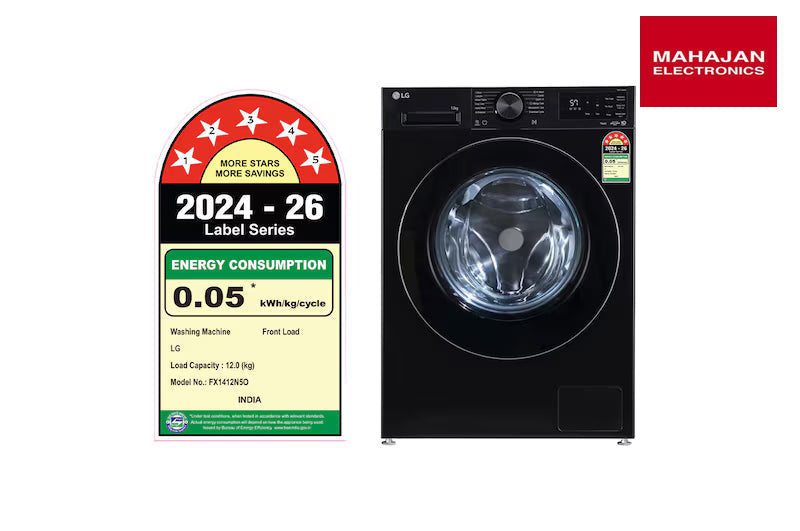 LG FX1412N5O 12 Kg 5 Star Front Load Washing Machine with AI Direct Drive™, TurboWash 360˚, 6 Motion & Steam – Mahajan Electronics Online.