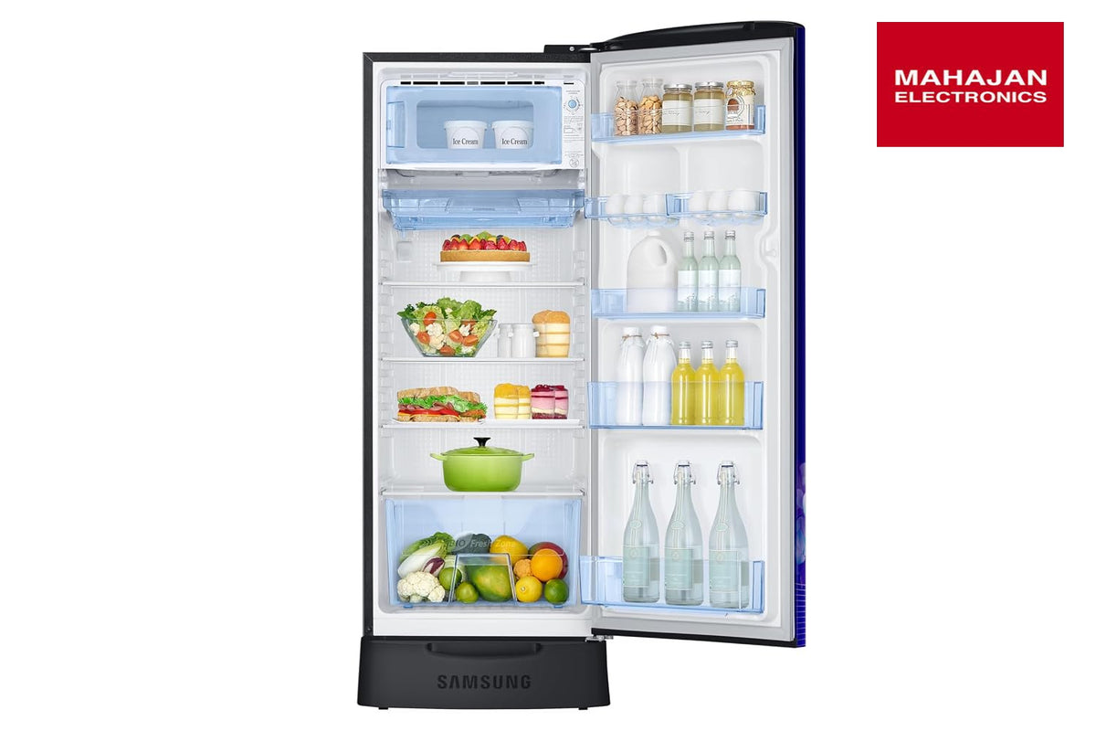 Samsung RR24H2823HS/NL, 223 L, 3 Star, Digital Inverter, Direct-Cool Single Door Refrigerator ( Hydrangea Blue, Base Stand Drawer, Single Touch Defrost, 2026 Model)-Online Mahajan Electronics