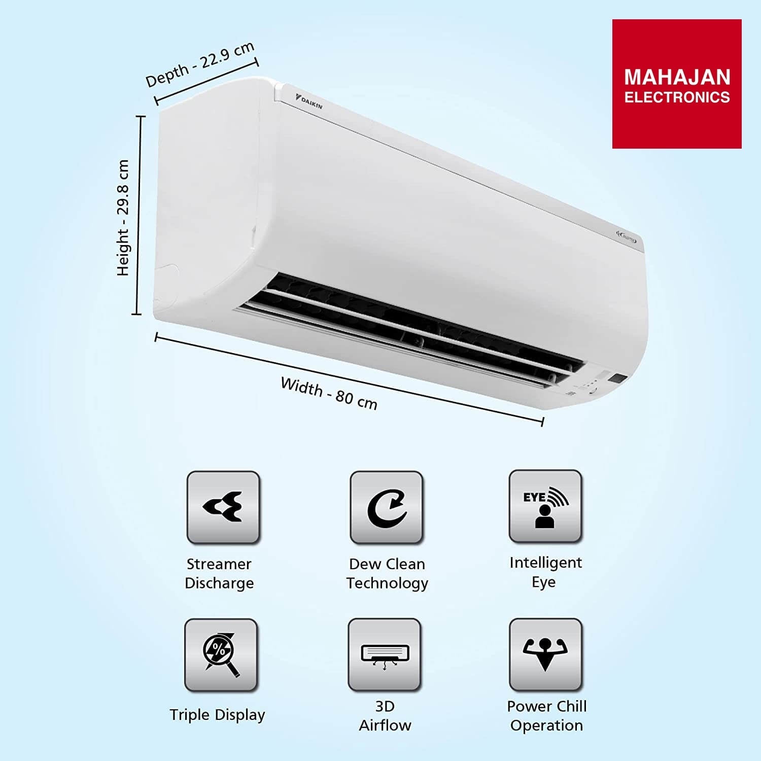 Daikin JTKJ35UV16 1 Ton 5 Star Inverter Split AC | Patented Streamer Discharge | Dew Clean Technology | Copper Condenser | R32 Refrigerant Daikin