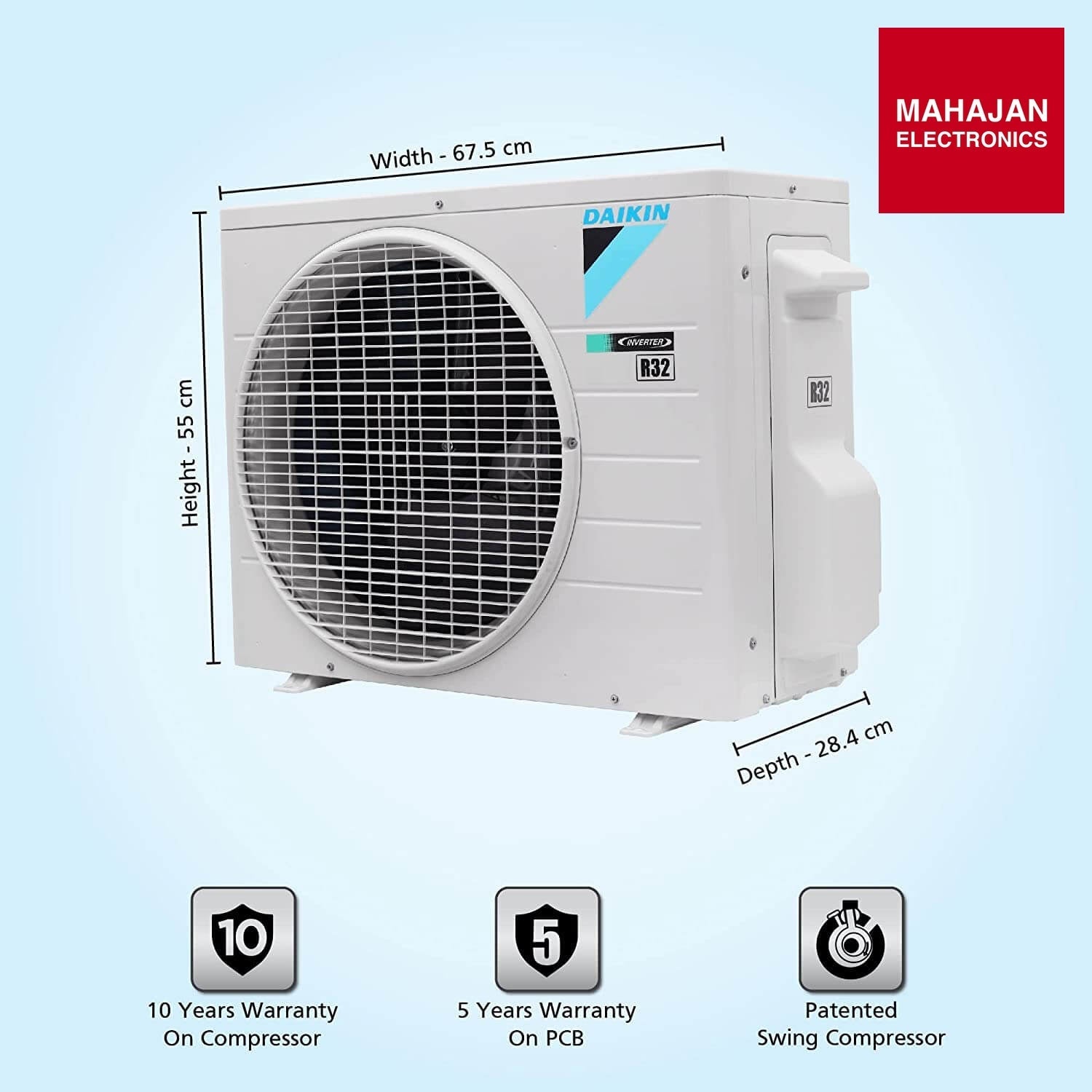 Daikin JTKJ35UV16 1 Ton 5 Star Inverter Split AC | Patented Streamer Discharge | Dew Clean Technology | Copper Condenser | R32 Refrigerant Daikin
