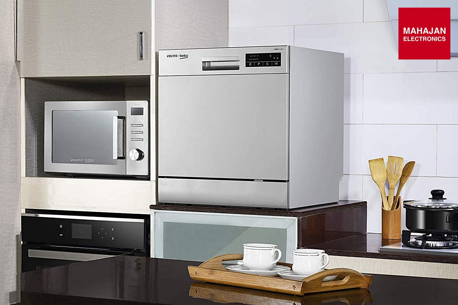 Voltas Beko DT8S 8 Place Settings Table Top Dishwasher (Silver) | Inbuilt Heater | 6 Wash Programs | Mahajan Electronics Delhi NCR Voltas Beko