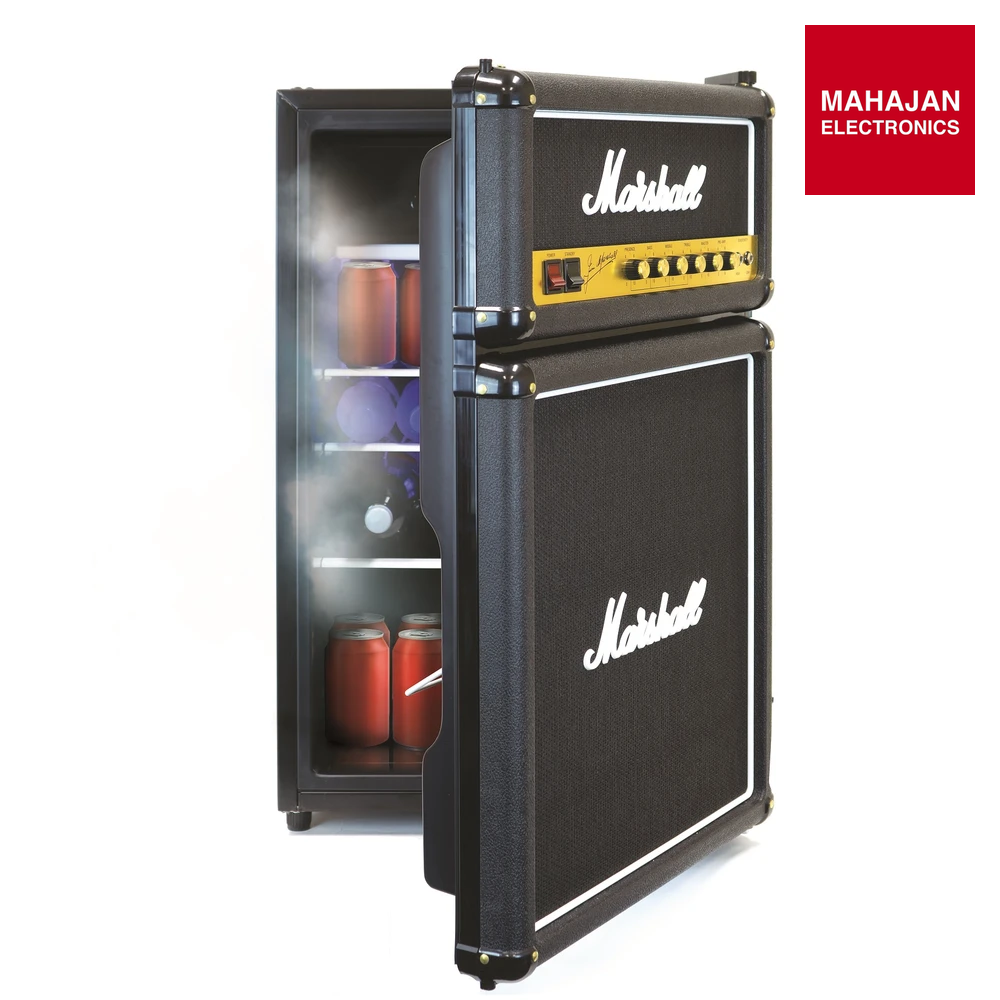 Marshall MF4.4BLK-NA 126 Litre Mini Bar Fridge | 4.4 cu ft | Black Edition | Iconic Amp Design | With Freezer Marshall