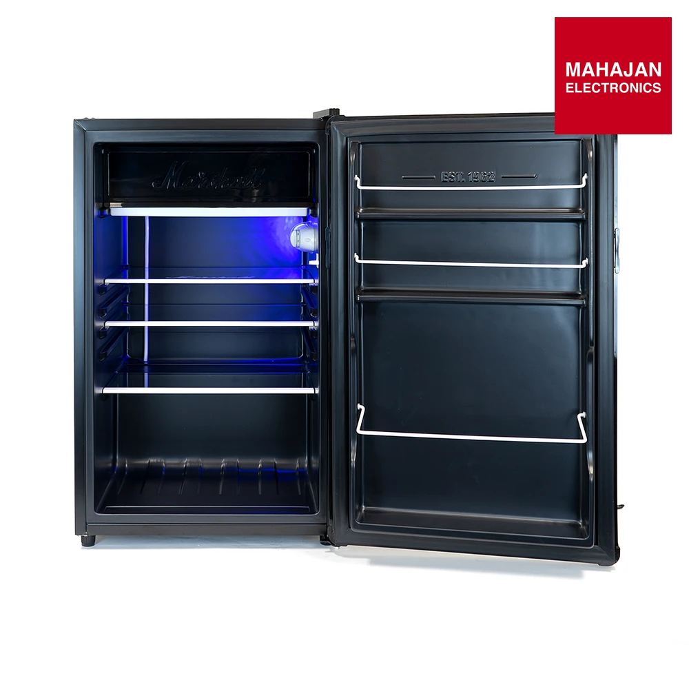 Marshall MF4.4BLK-NA 126 Litre Mini Bar Fridge | 4.4 cu ft | Black Edition | Iconic Amp Design | With Freezer Marshall