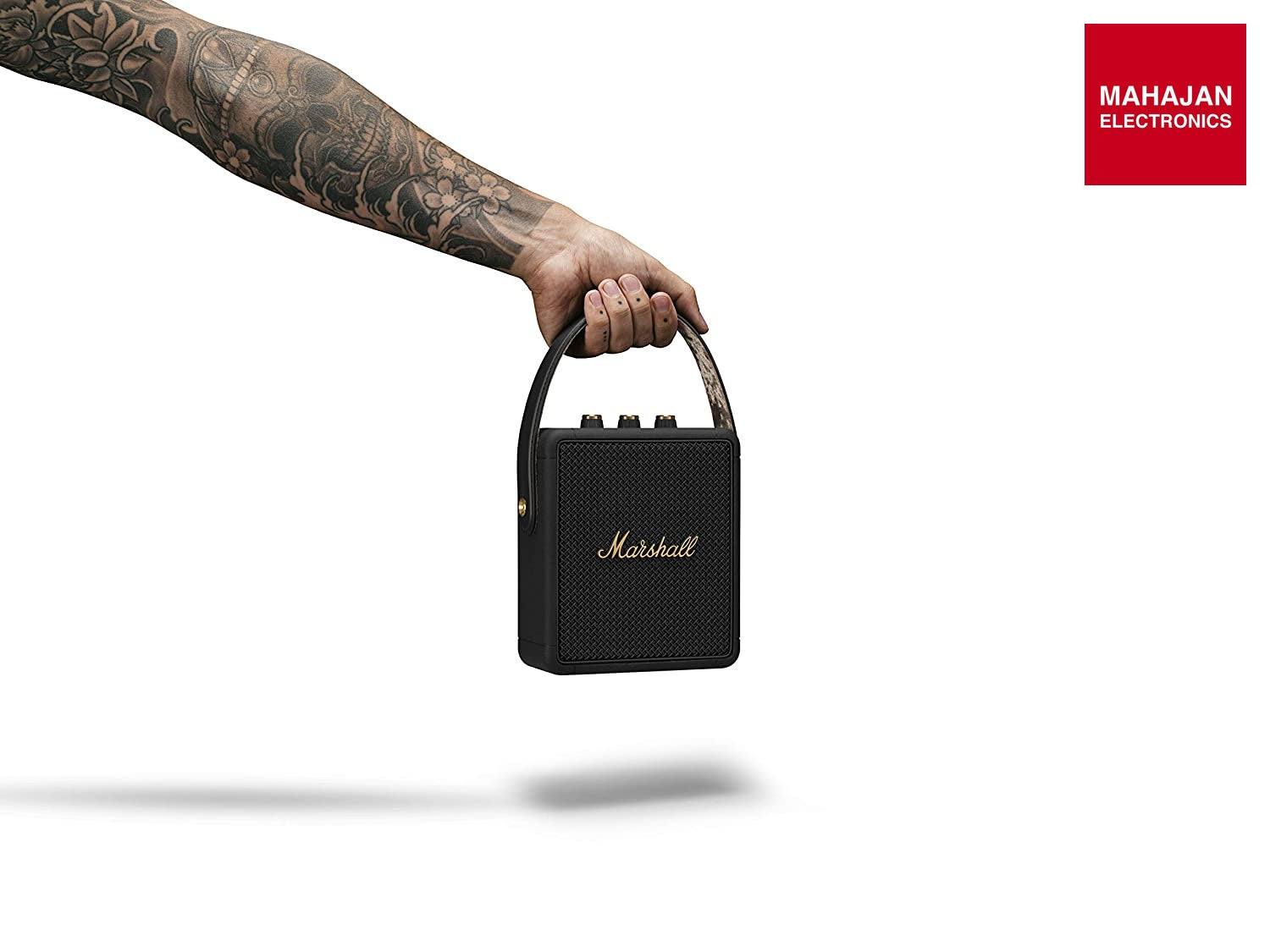 Marshall Stockwell II Bluetooth Portable Speaker – 20+ Hours Playtime, IPX4 Water Resistant, Multi-Directional Sound, Black & Brass Marshall
