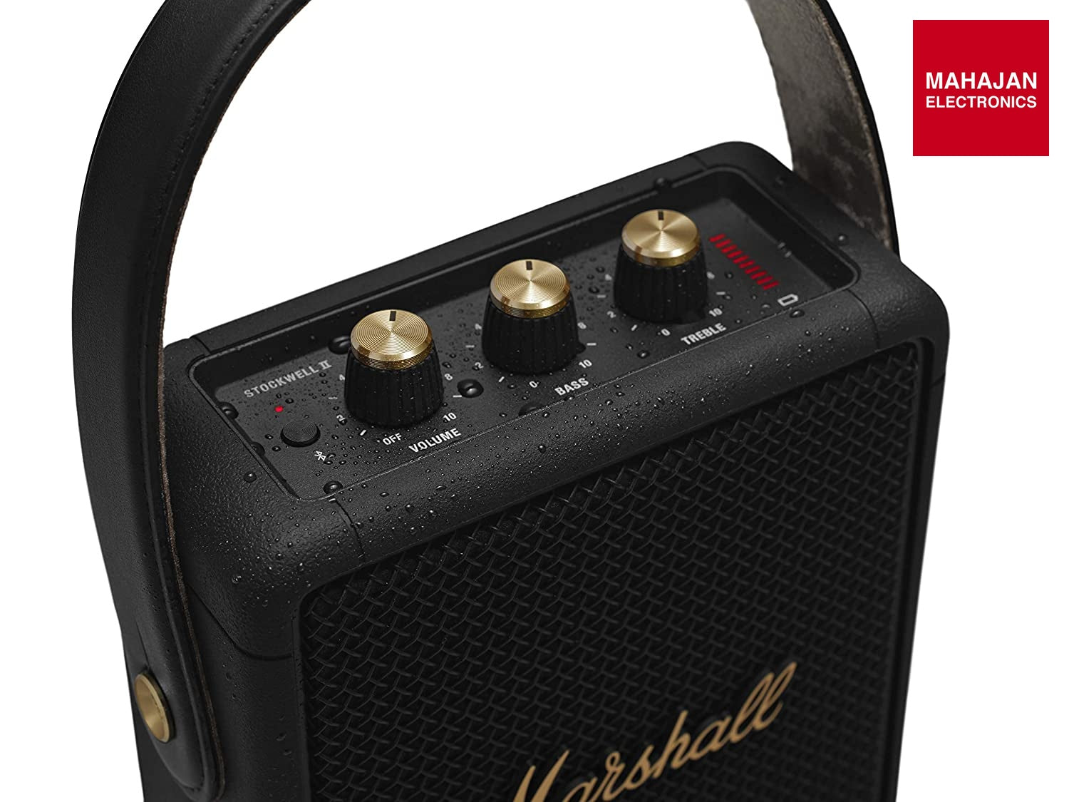 Marshall Stockwell II Bluetooth Portable Speaker – 20+ Hours Playtime, IPX4 Water Resistant, Multi-Directional Sound, Black & Brass Marshall