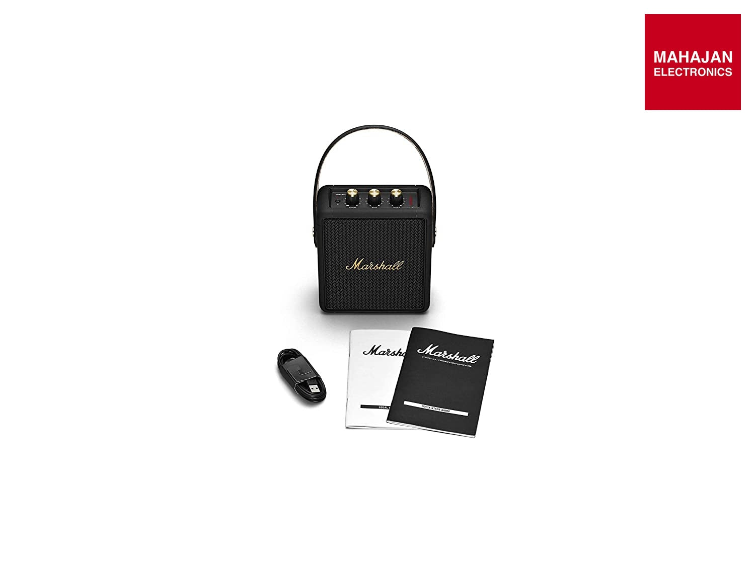 Marshall Stockwell II Bluetooth Portable Speaker – 20+ Hours Playtime, IPX4 Water Resistant, Multi-Directional Sound, Black & Brass Marshall