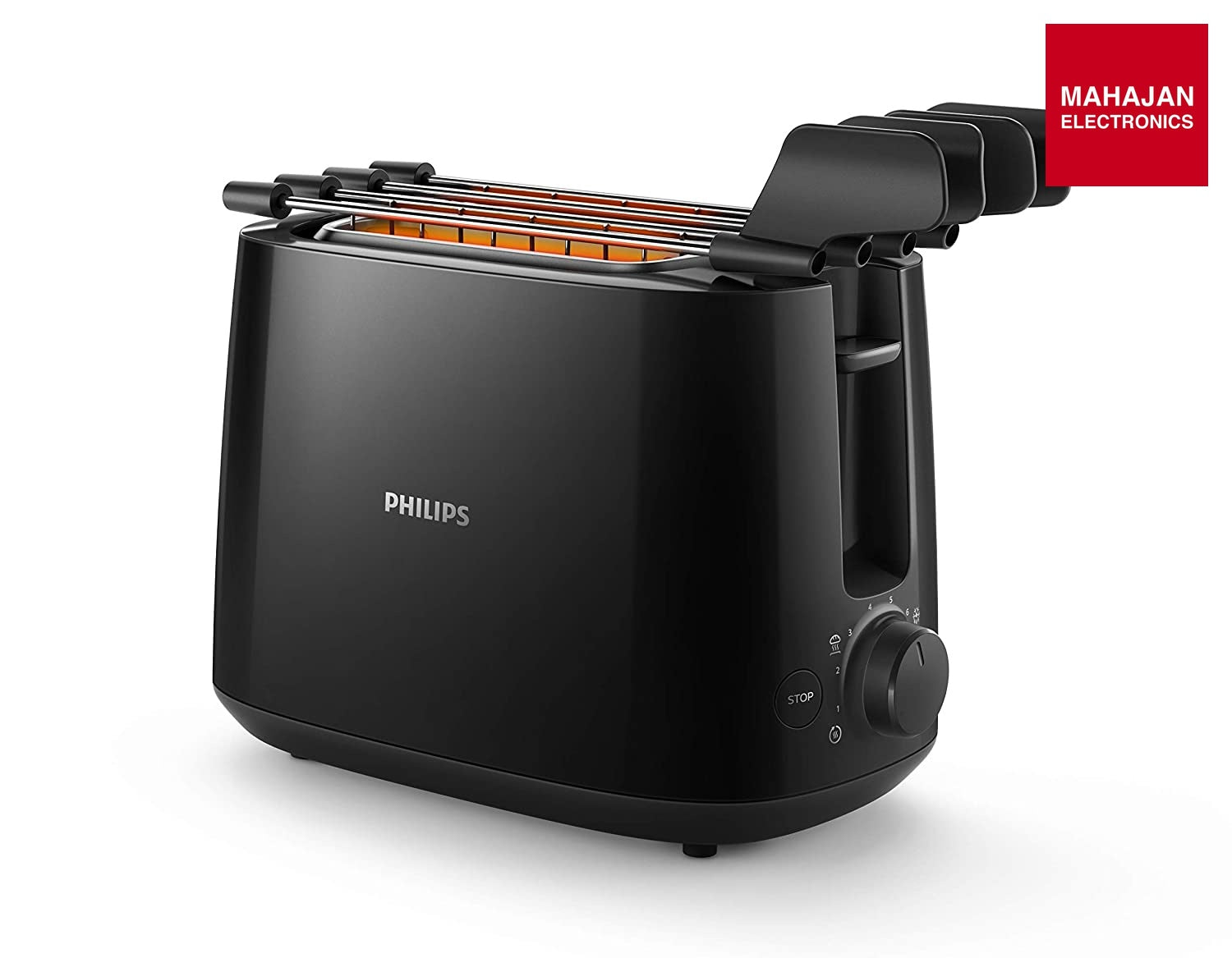 Philips HD2583/90 600W 2-in-1 Toaster & Grill with 8 Browning Settings, Bun Rack & Crumb Tray – Black Philips