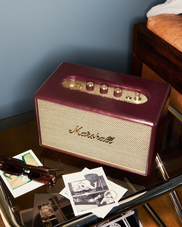 Marshall Acton III Bluetooth Speaker (Burgundy) | Gen 3 Stereo Sound, Bluetooth 5.2, RCA & Aux Input | Mahajan Electronics Delhi NCR