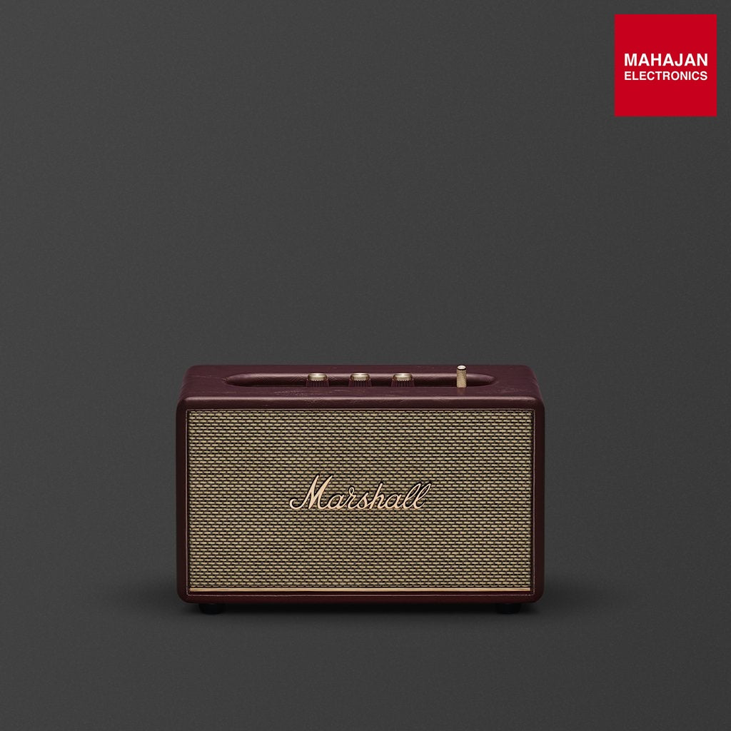Marshall Acton III Bluetooth Speaker (Burgundy) | Gen 3 Stereo Sound, Bluetooth 5.2, RCA & Aux Input – Mahajan Electronics Online.