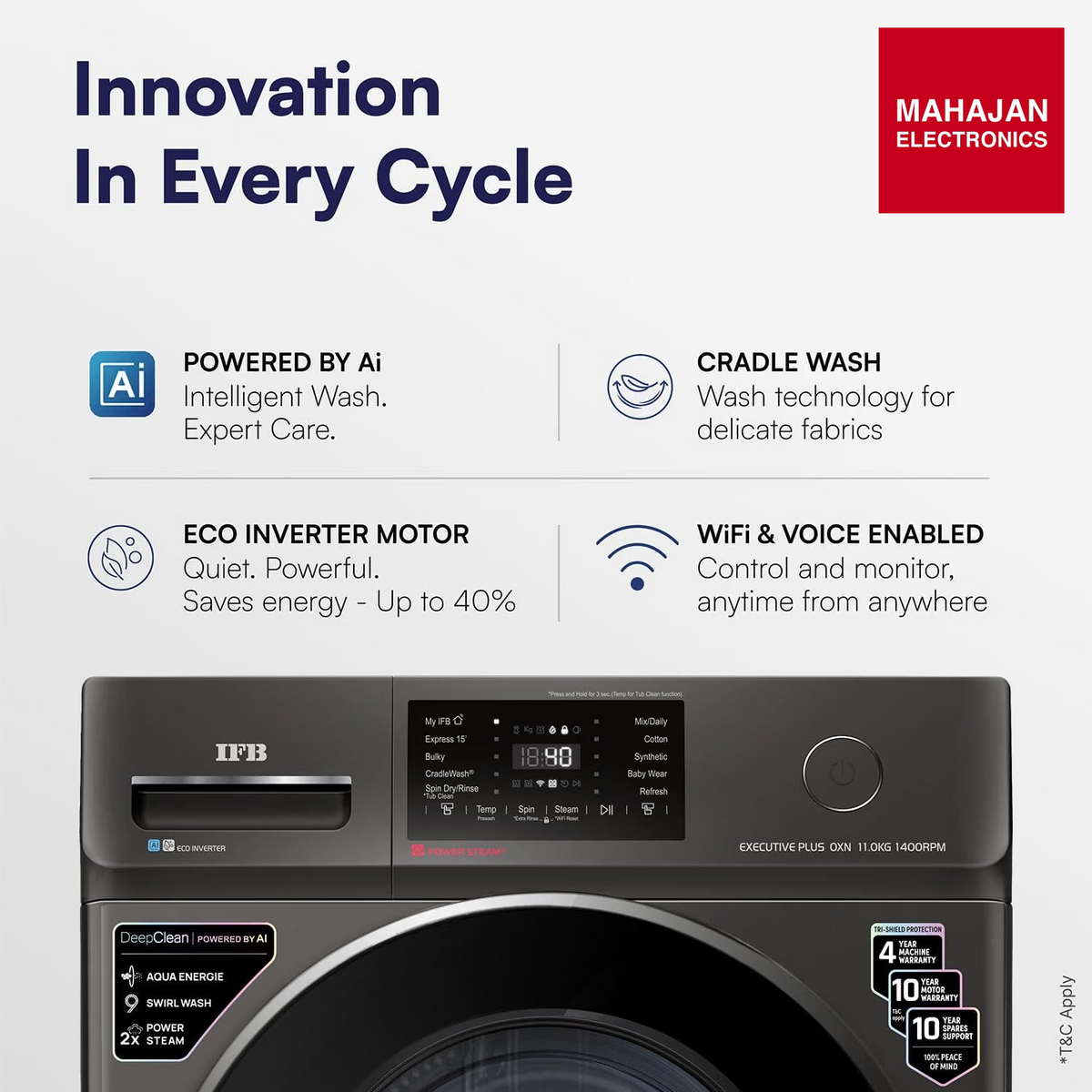 IFB EXECUTIVE PLUS OXN 1114 CMS 11 Kg 5 Star Front Load Washing Machine (Onyx) – Mahajan Electronics Online.