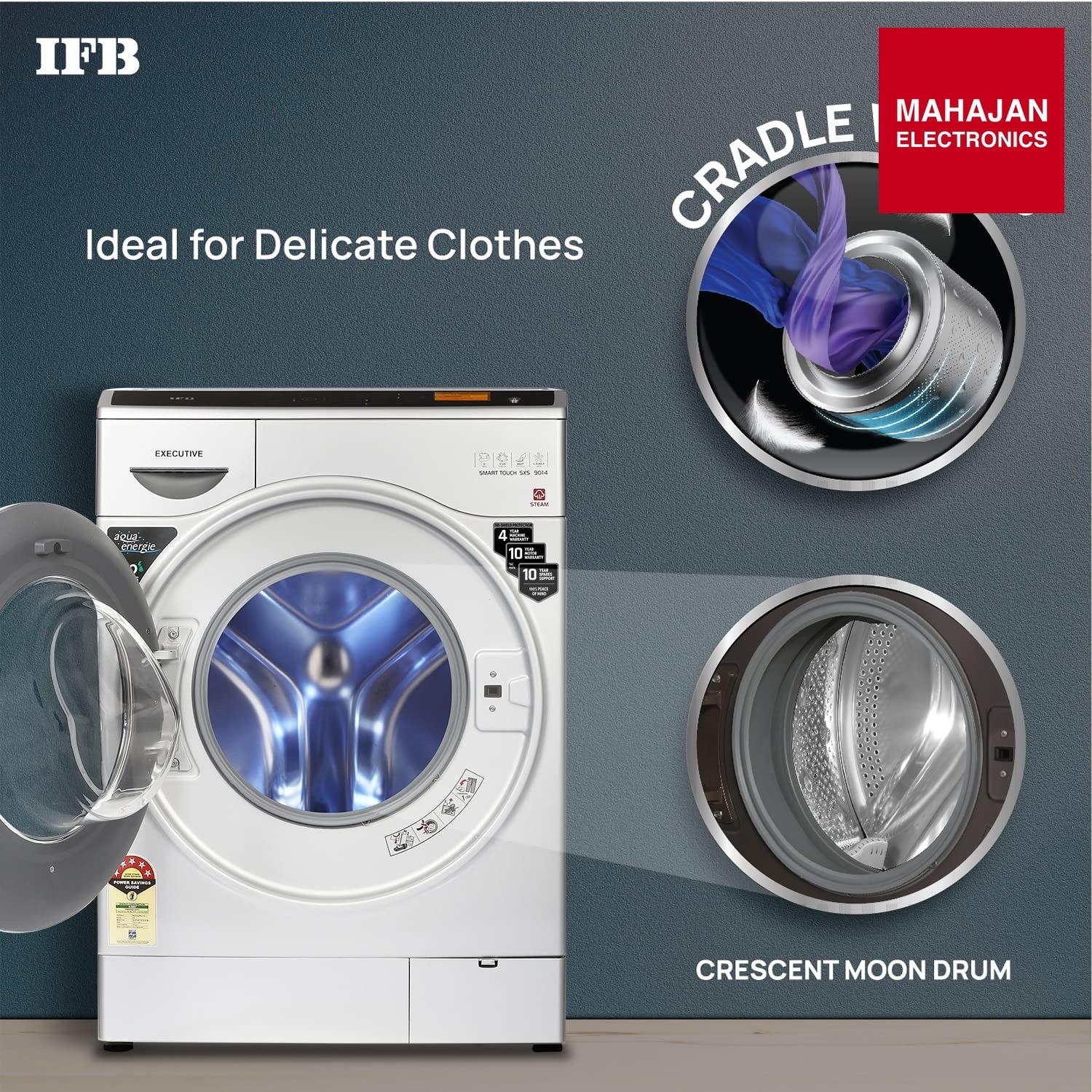 IFB EXECUTIVE SMART TOUCH SXS, Silver 9 Kg 5 Star Front Load Washing Machine 2X Power Steam ( Bubble Wash, 4 – Mahajan Electronics Online.