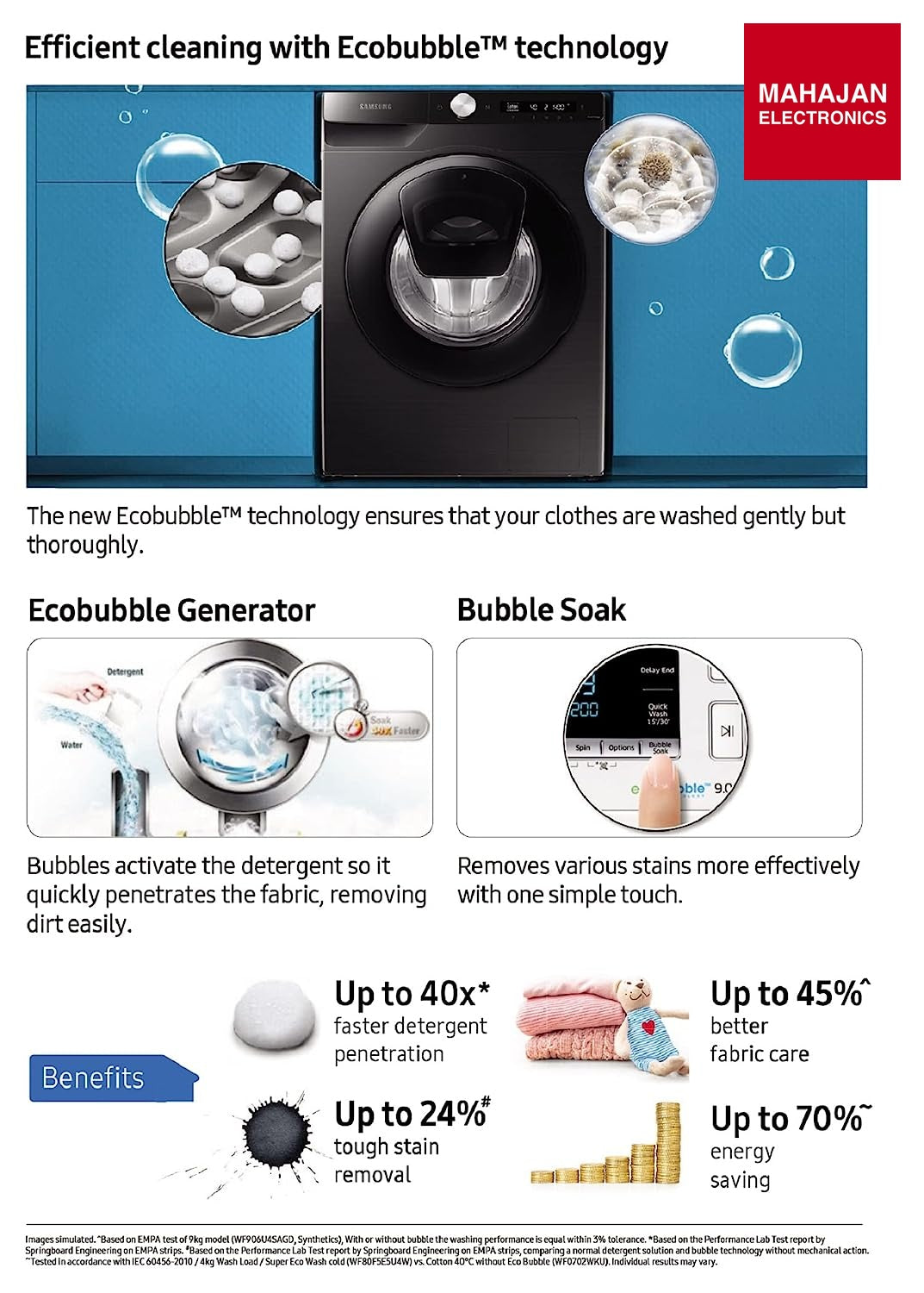 Samsung 12 Kg 5 Star Wi-Fi Inverter Fully-Automatic Front Loading Washing Machine (WW12T504DAB/TL, Black Caviar, In-Built Heater) - Mahajan Electronics Online