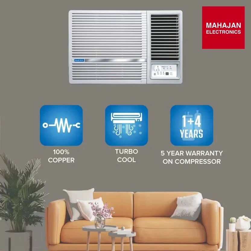 Blue Star WIB518LN 2023 Model 1.5 Ton 5 Star Window Inverter AC - White ( Copper Condenser) - Mahajan Electronics Online