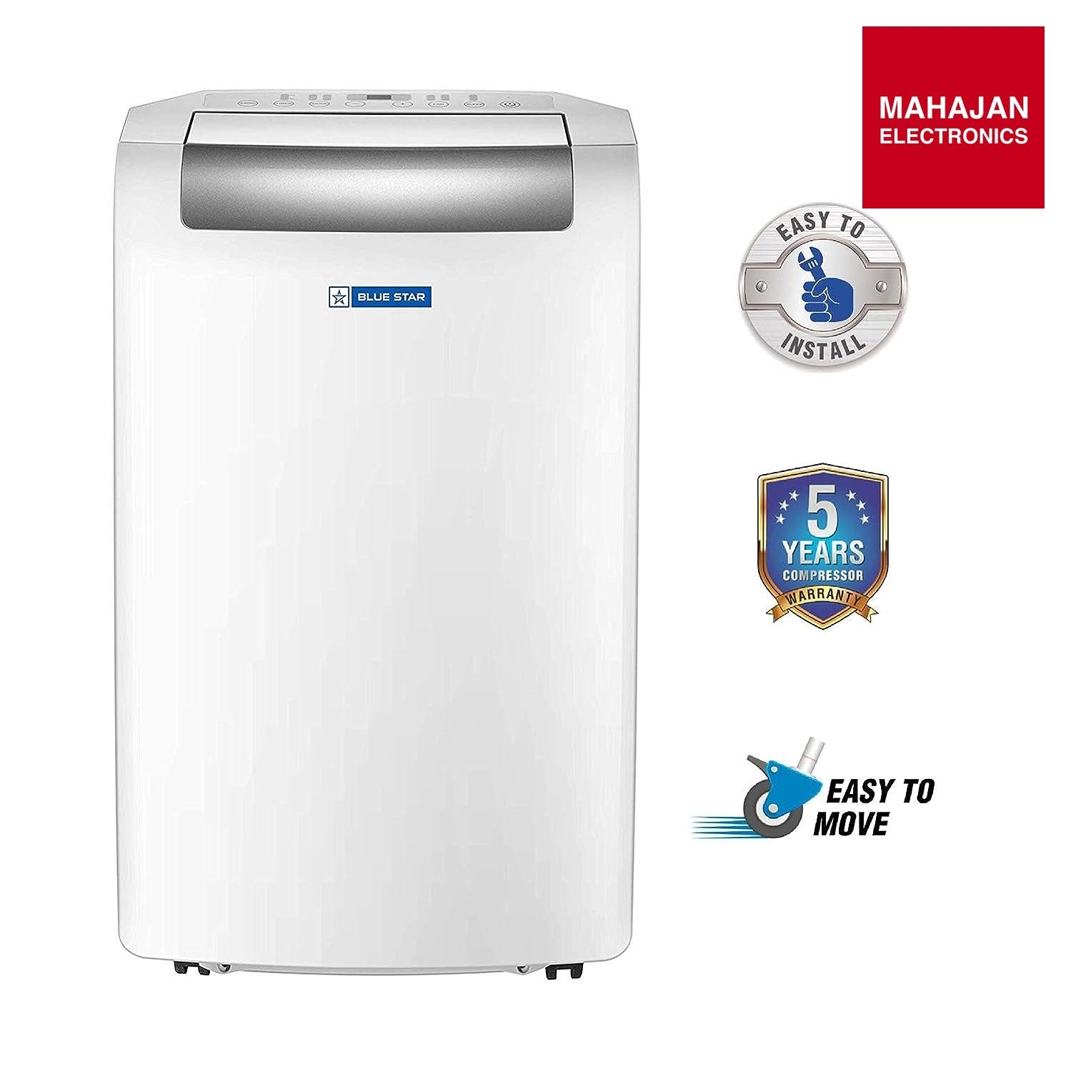 Blue Star PC12DB 1 Ton Fixed Speed Portable AC Modes-Auto/Cool/Fan/Dry, Auto Mode, Remote Control Operations, Gold Fins, White - Mahajan Electronics Online