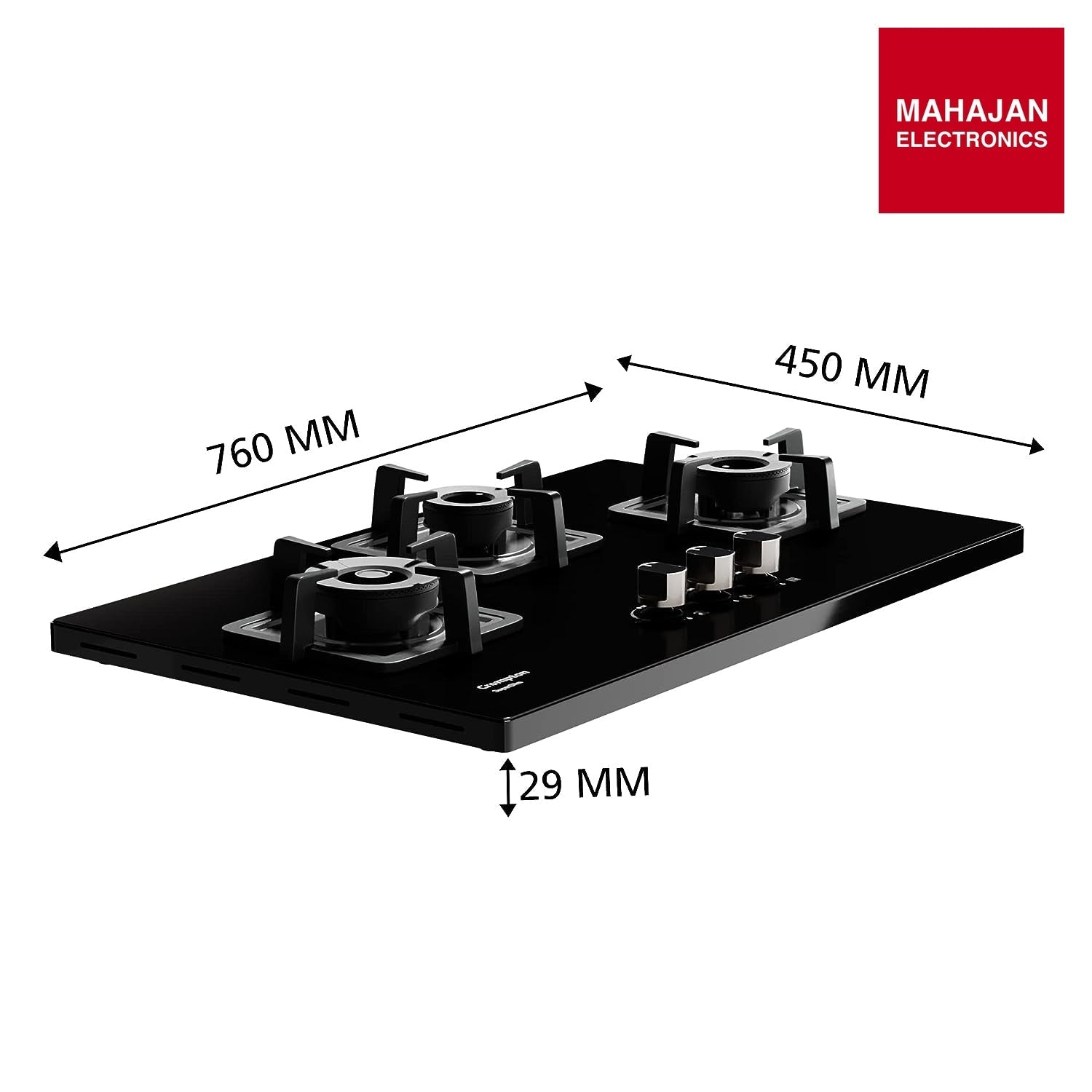 Crompton TAB-SUHB783-MBL SuperSlim Hobs HalfBrass 78cm 3 Burners Midnight Black - Mahajan Electronics Online