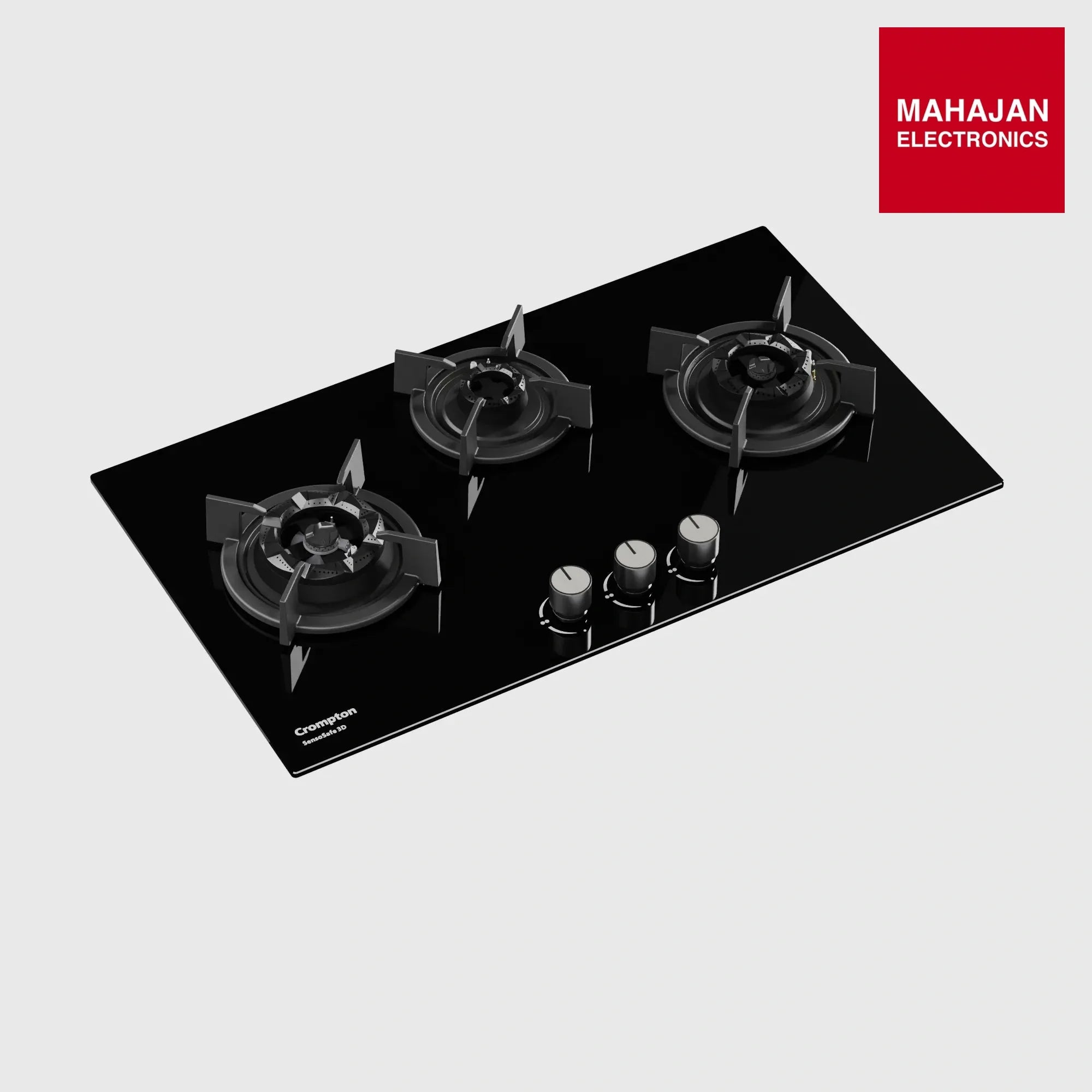 Crompton SensoSafe Hob 3D 78cm 3Burner Midnight Black - HOB-SS3D783-MBL - Mahajan Electronics Online