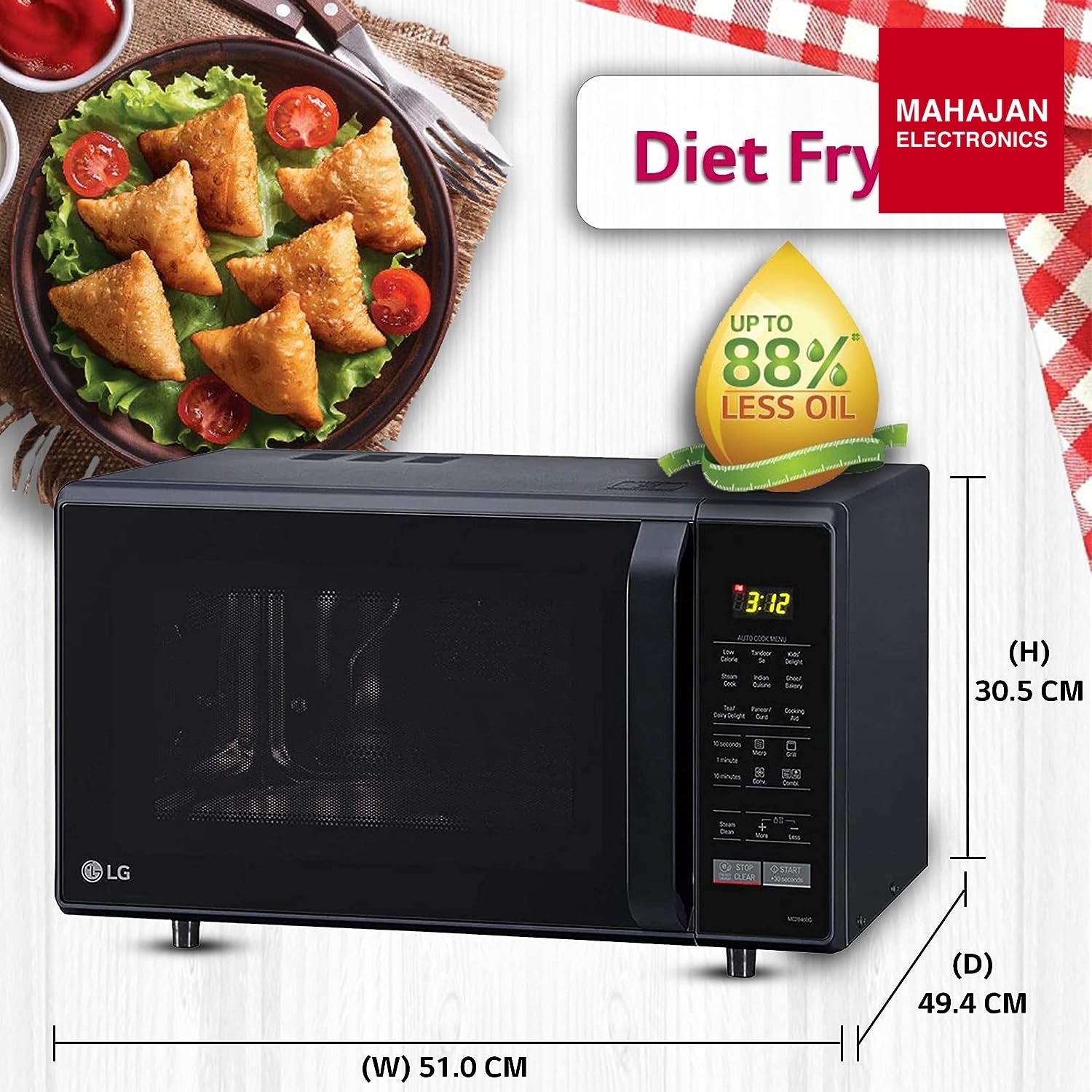 LG 28 L Convection Microwave Oven (MC2846BG, Black) - Mahajan Electronics Online