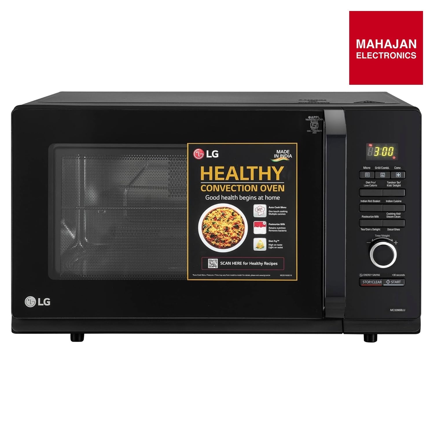LG 32 L Convection Healthy Microwave Oven (MC3286BLU, Black, Diet Fry & Motorized Rotisserie) - 2023 Model - Mahajan Electronics Online