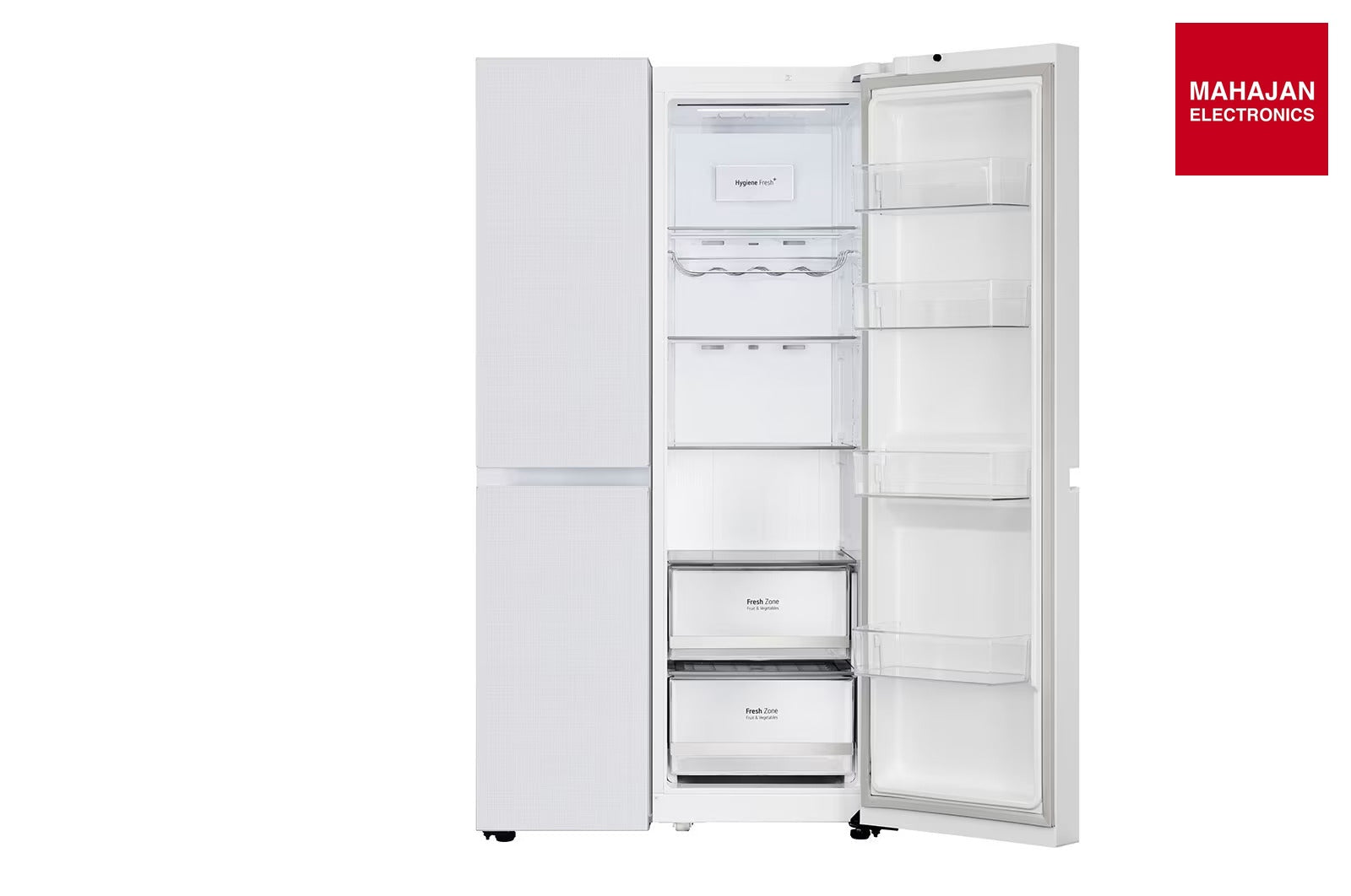 LG 650 Ltr, GL-B257DLW3 Convertible Side by Side Refrigerator with Premium Glass Door, Smart Inverter Compressor, Hygiene Fresh+™, DoorCooling+™, Smart Diagnosis™, Linen White Finish - Mahajan Electronics Online