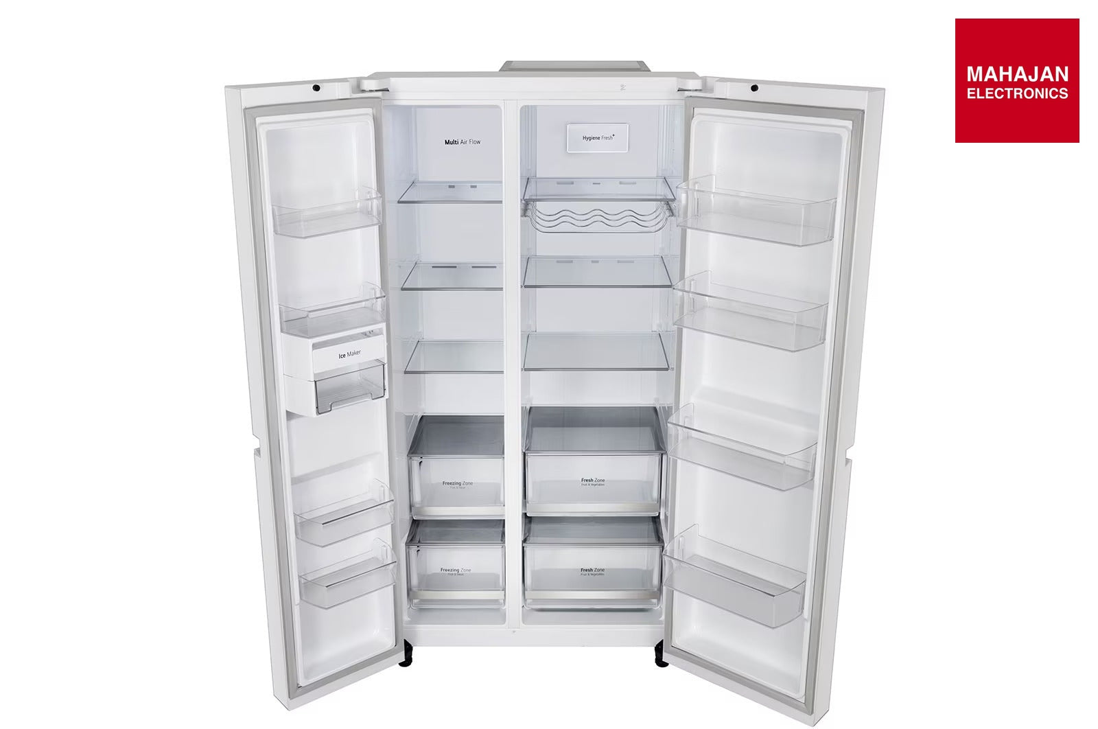 LG 650 Ltr, GL-B257DLW3 Convertible Side by Side Refrigerator with Premium Glass Door, Smart Inverter Compressor, Hygiene Fresh+™, DoorCooling+™, Smart Diagnosis™, Linen White Finish - Mahajan Electronics Online