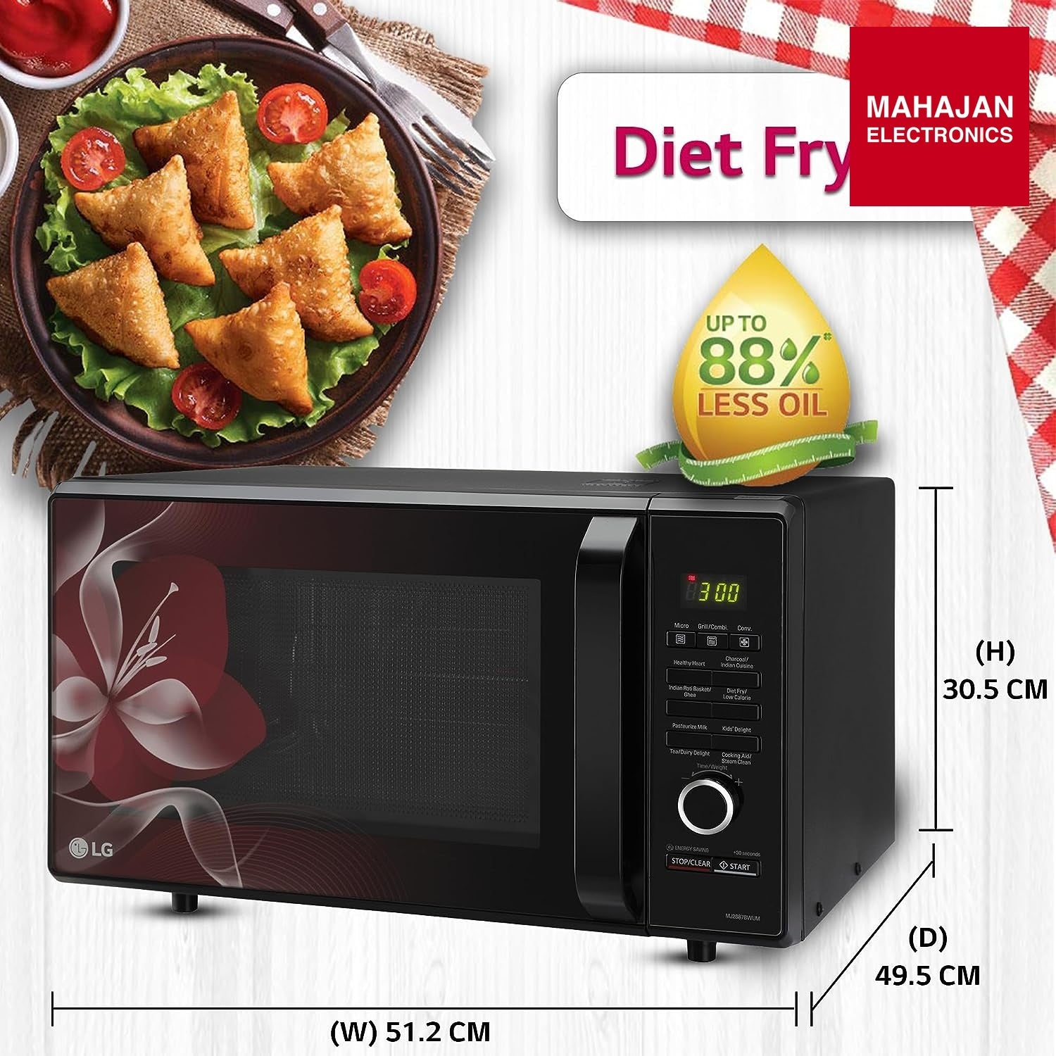 LG 28 L Charcoal Convection Healthy Microwave Oven (MJ2887BWUM, Black, 360° Motorised Rotisserie) – Mahajan Electronics Online.