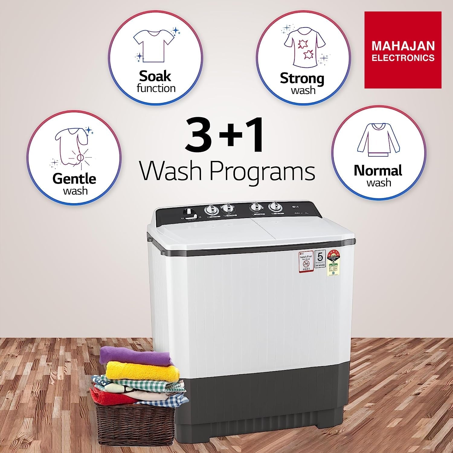 LG 10 kg 5 Star Semi-Automatic Top Load Washing Machine (P1040RGAZ, Dark Gray, Roller Jet Pulsator) – Mahajan Electronics Online.