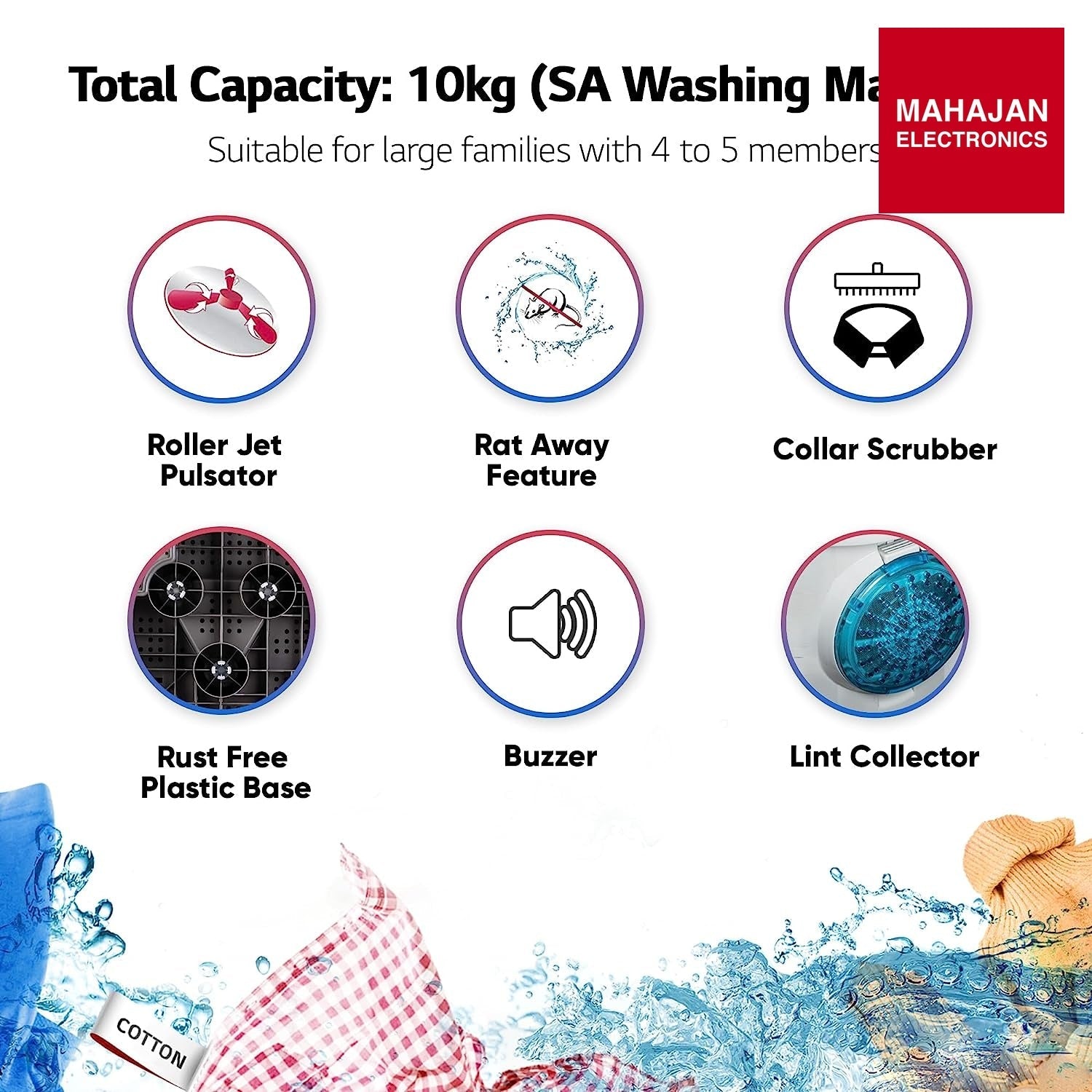 LG 10 kg 5 Star Semi-Automatic Top Load Washing Machine (P1040RGAZ, Dark Gray, Roller Jet Pulsator) – Mahajan Electronics Online.