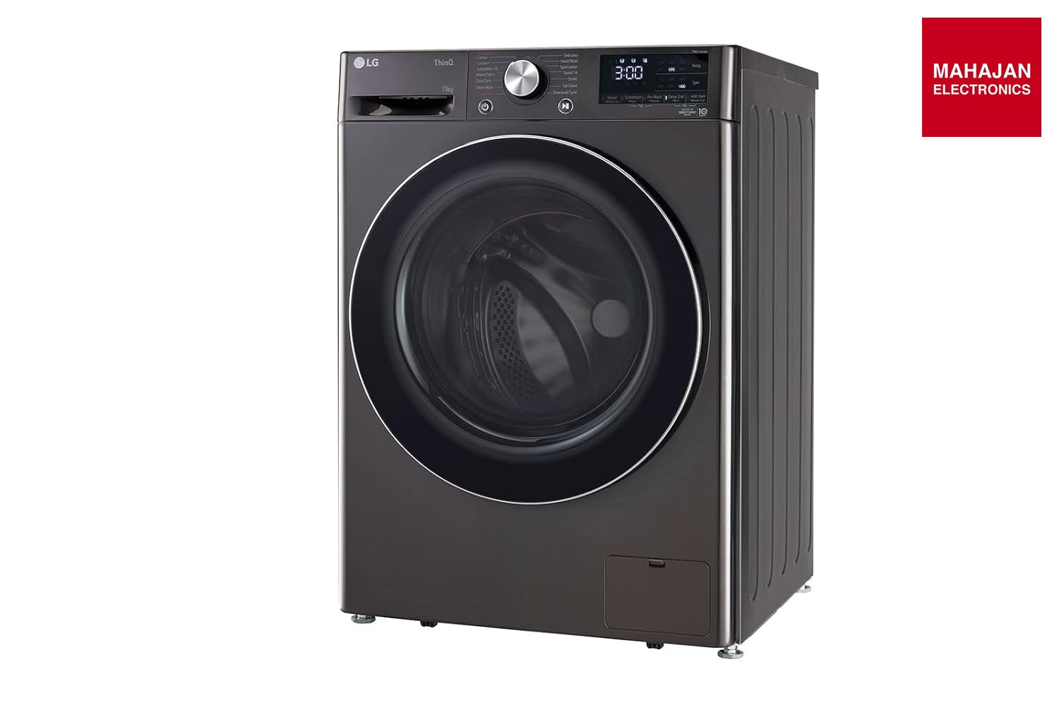 LG 11 Kg FHP1411Z9B 5 Star Inverter Wi-Fi Fully-Automatic Front Load Washing Machine with In-Built Heater (FHP1411Z9B, Black VCM, AI DD Technology, 1400 RPM & Steam+) - Mahajan Electronics Online