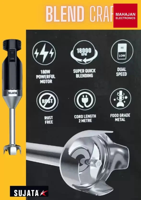 SUJATA BLEND CRAFT 180 W Hand Blender, Electric Whisk (Black) - Mahajan Electronics Online