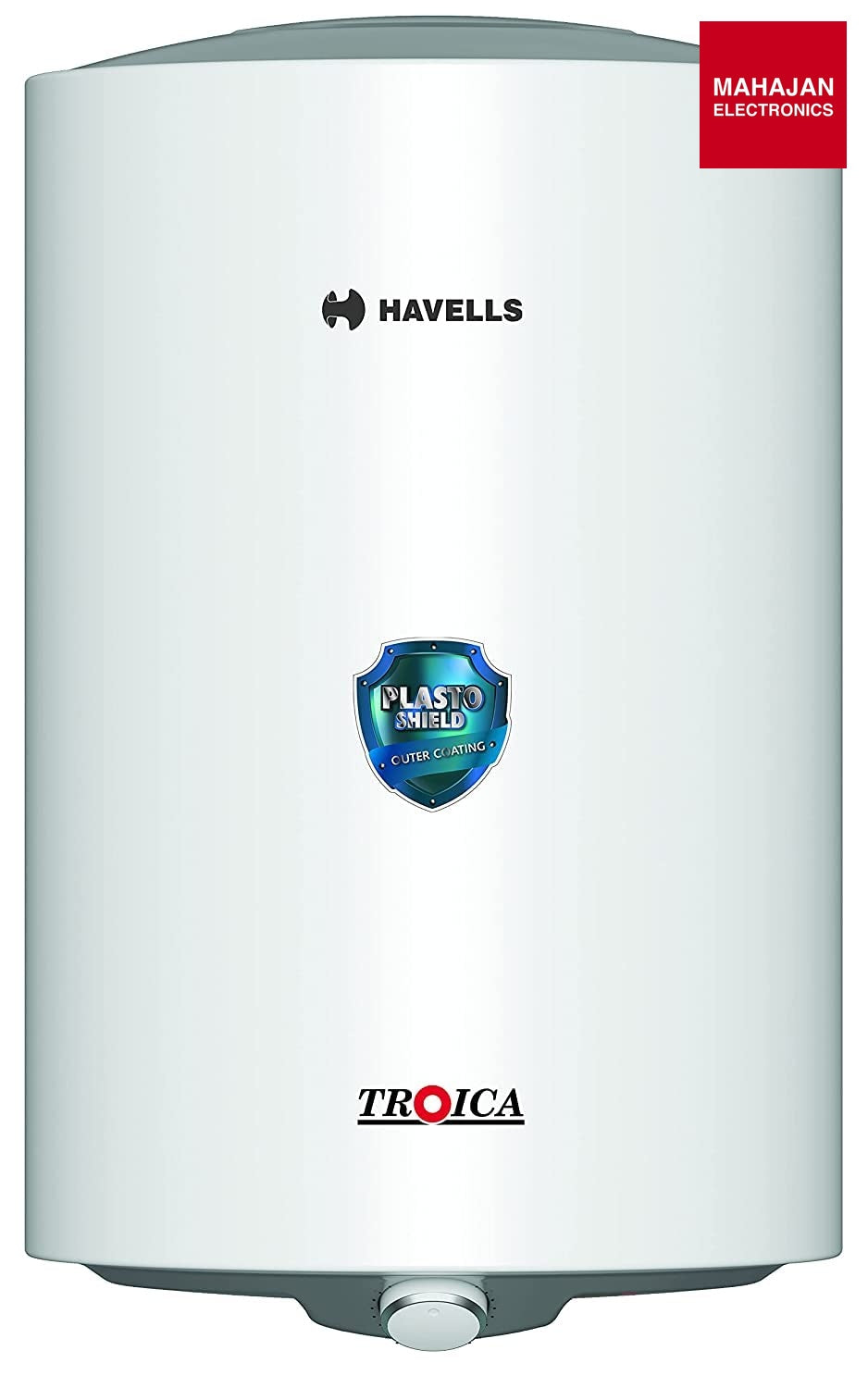 Havells Troica 15-Litre Vertical Storage Water Heater (Geyser) White Grey, 4 star - Mahajan Electronics Online
