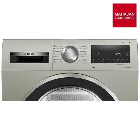 BOSCH WPG23108IN Series4 8 kg Fully Automatic Front Load Dryer (Fluff Filter, Silver Inox) – Mahajan Electronics Online.