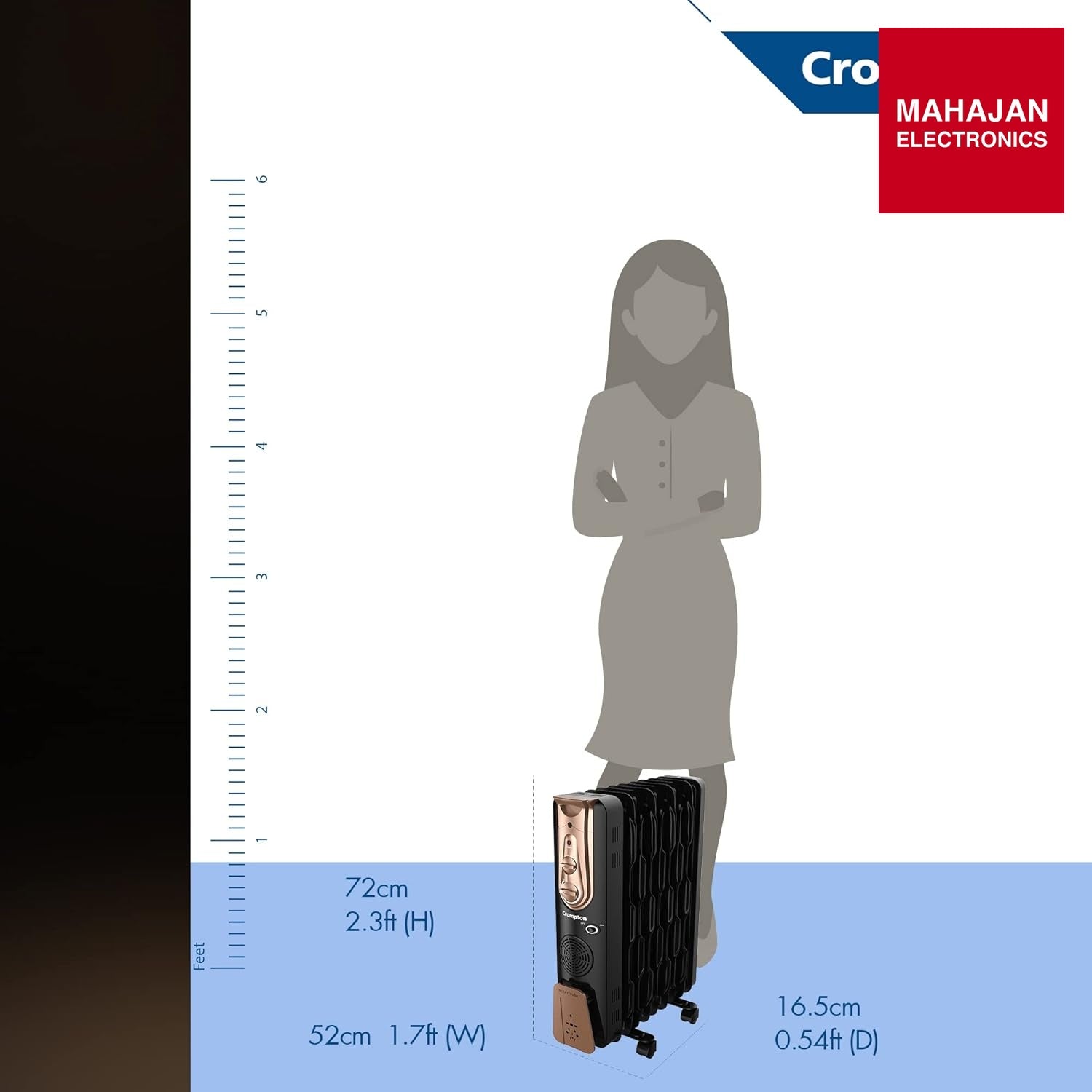 Crompton Insta Fervor 9 Fins 2400 Watts Oil Field Room Heater OFR with PTC fan, Black Gold – Mahajan Electronics Online.