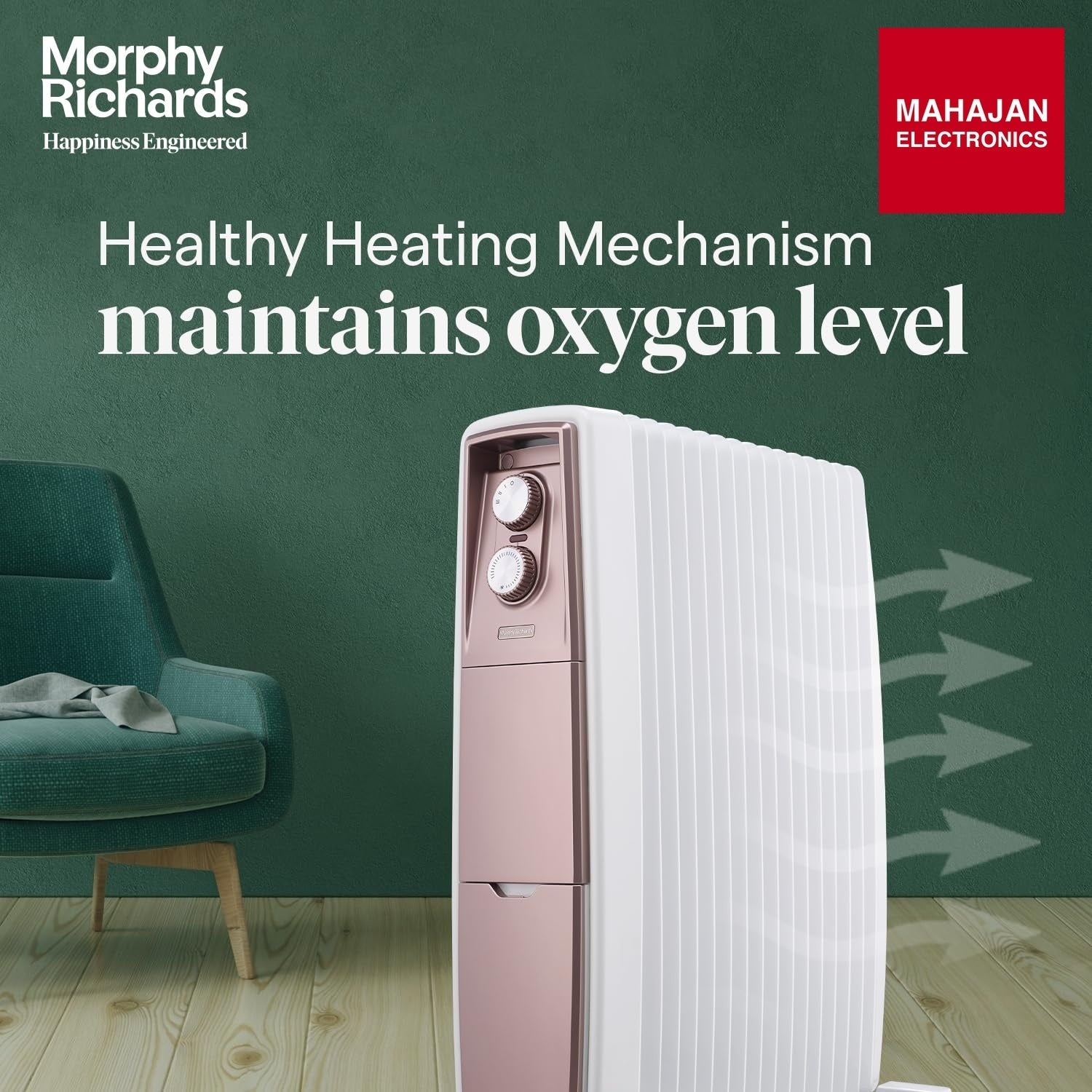 Morphy Richards Thermocore Xr Analog 15 Fins Oil Free Radiator Room Heater|2000 W| Digital Zero Oil Radiators With 2 Copper Heating Element|4-Yr Warranty - Mahajan Electronics Online