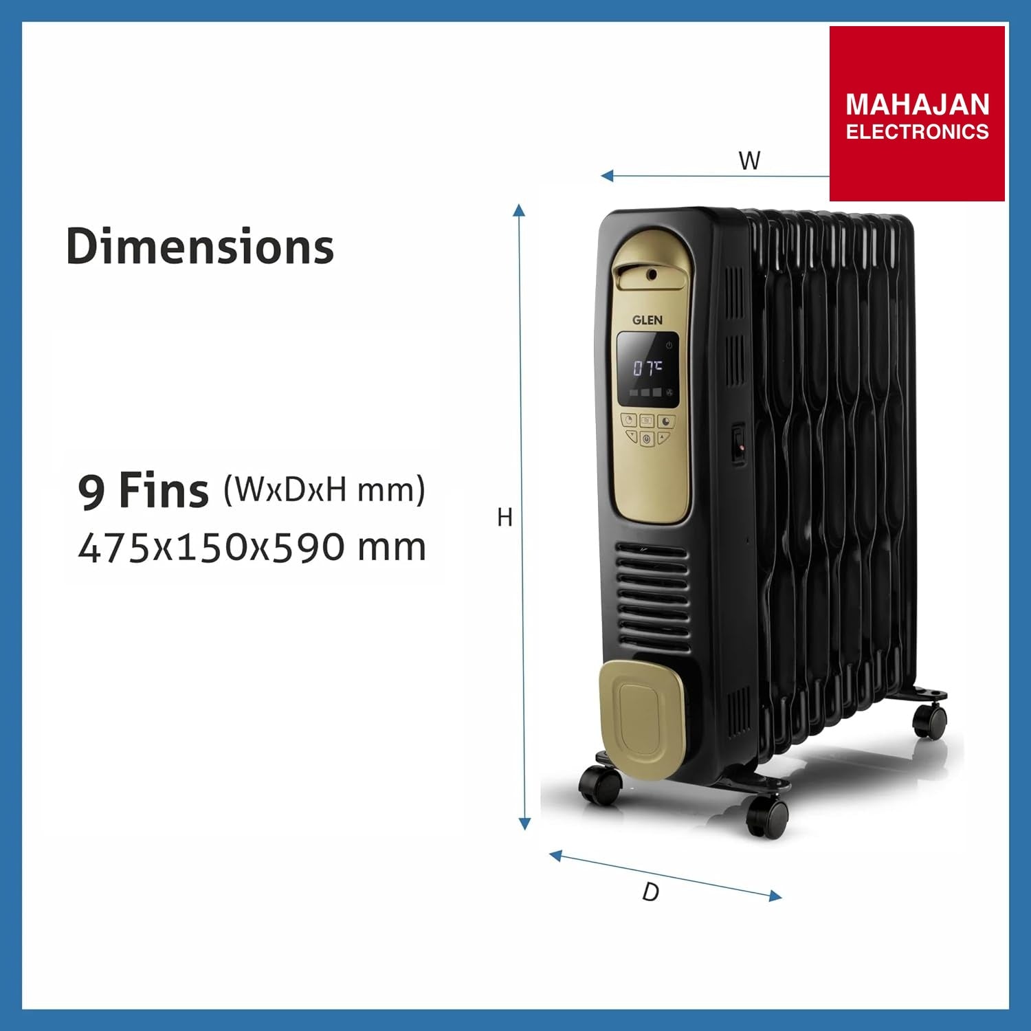 Glen HA 7013 Electric Oil Filled Radiator Room Heater With 13 Fin - Mahajan Electronics Online