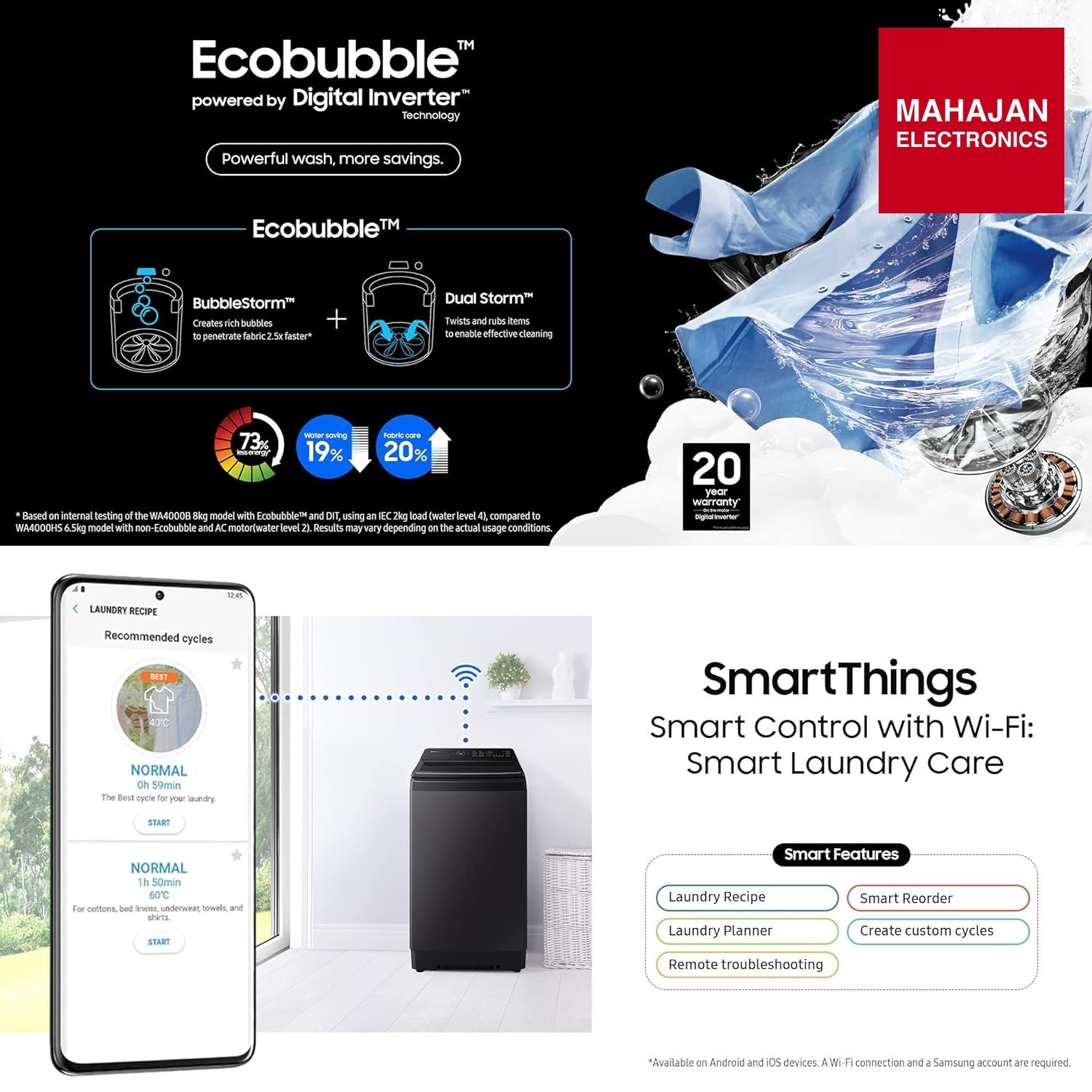 Samsung WA80BG4546BRTL 8 Kg '5-star Ecobubble™ Wi-Fi Inverter Fully-Automatic Top Load Washing Machine Appliance Mahajan Electronics Online