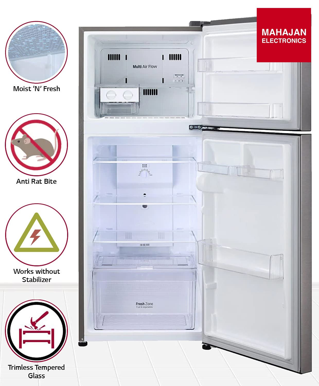LG GL-N292DDSY 260 L 2 Star Inverter Frost-Free Double Door Refrigerator Mahajan Electronics Online