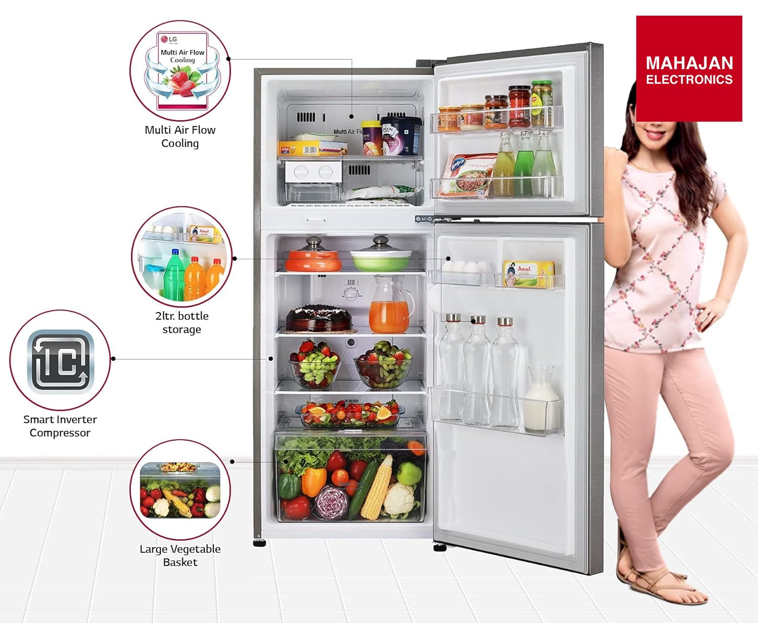 LG GL-N292DDSY 260 L 2 Star Inverter Frost-Free Double Door Refrigerator Mahajan Electronics Online